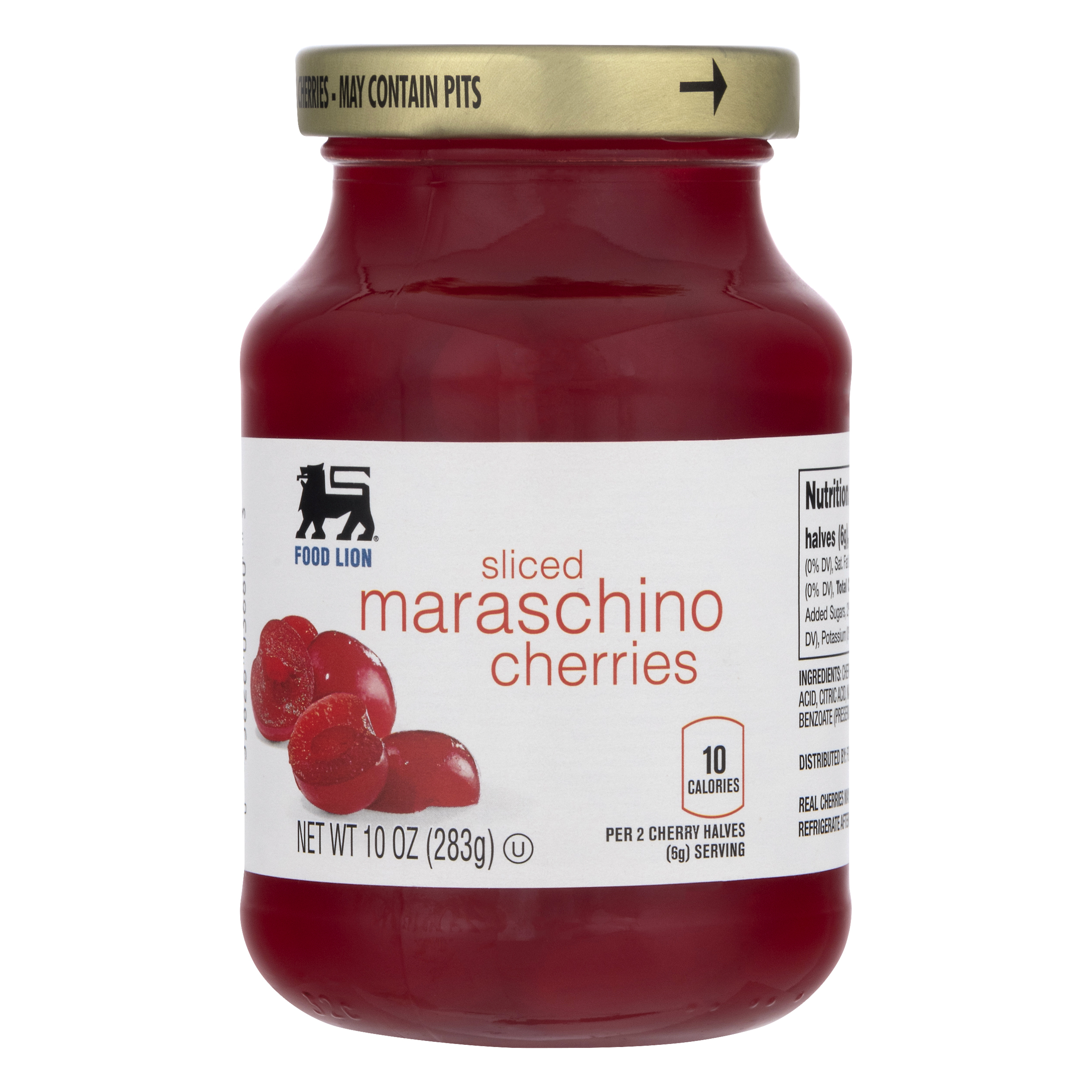 Food Lion Maraschino Cherries, Sliced, Jar