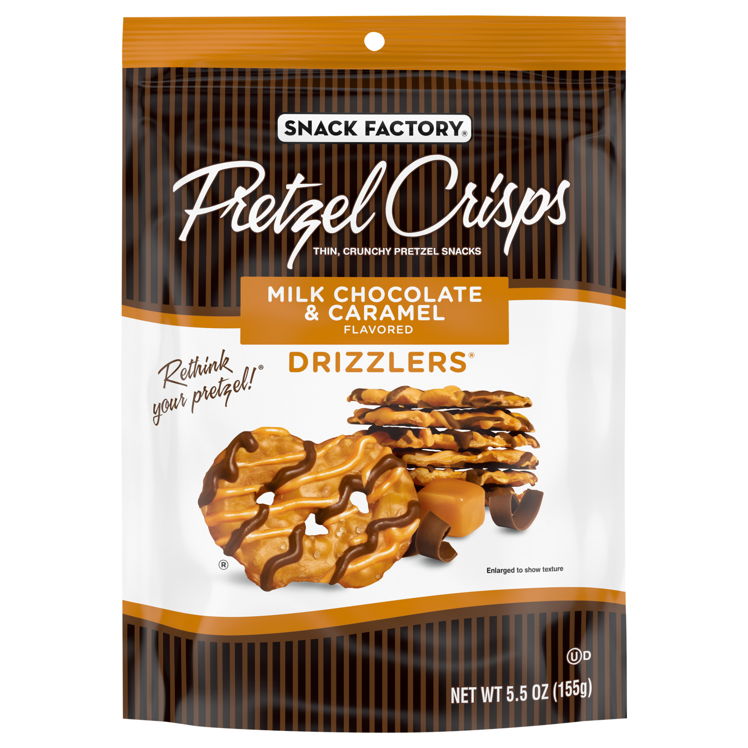 Snack Factory Drizzlers Milk Chocolate & Caramel Flavored Pretzel Crisps