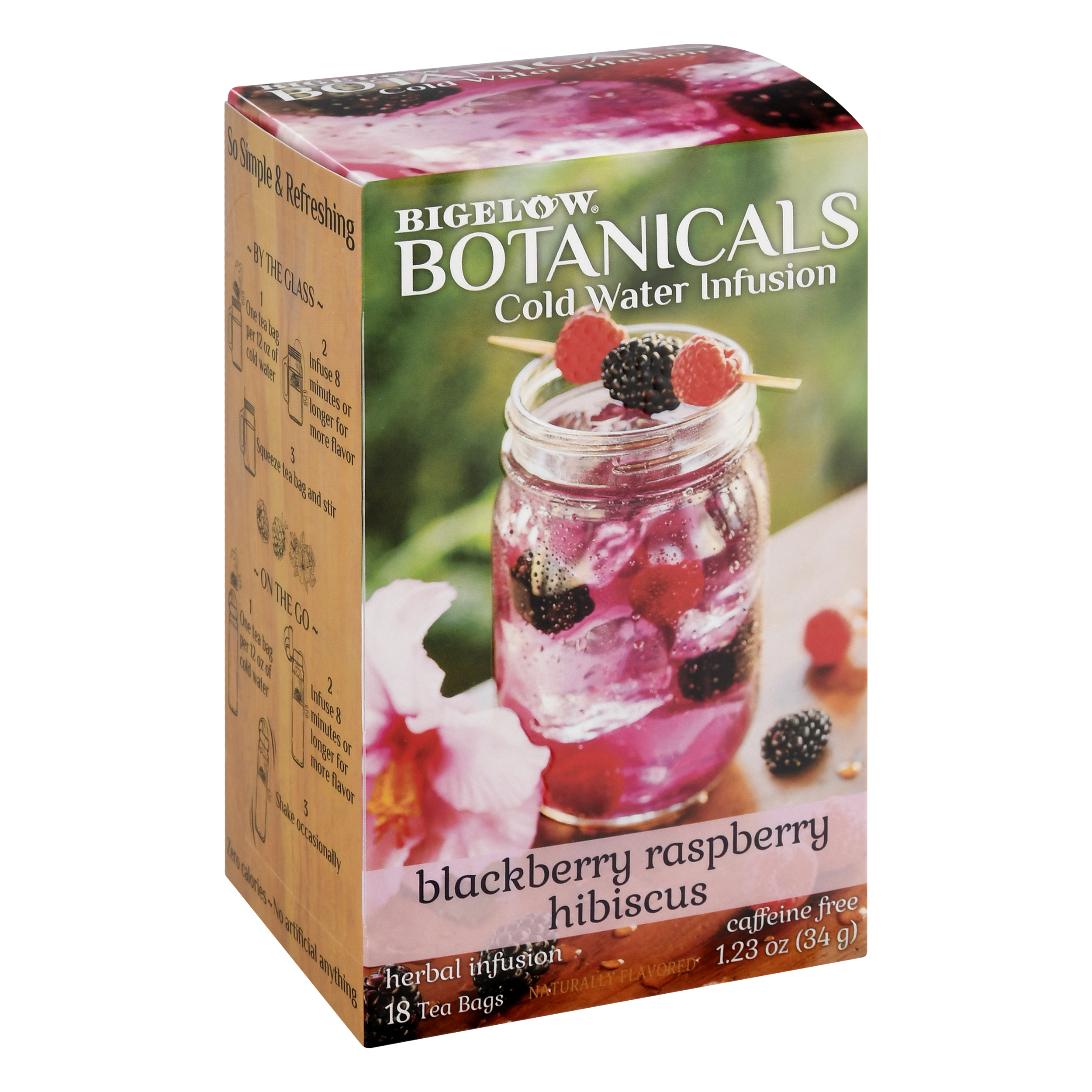Bigelow Botanicals Tea Bags Blackberry Raspberry Hibiscus Herbal Tea