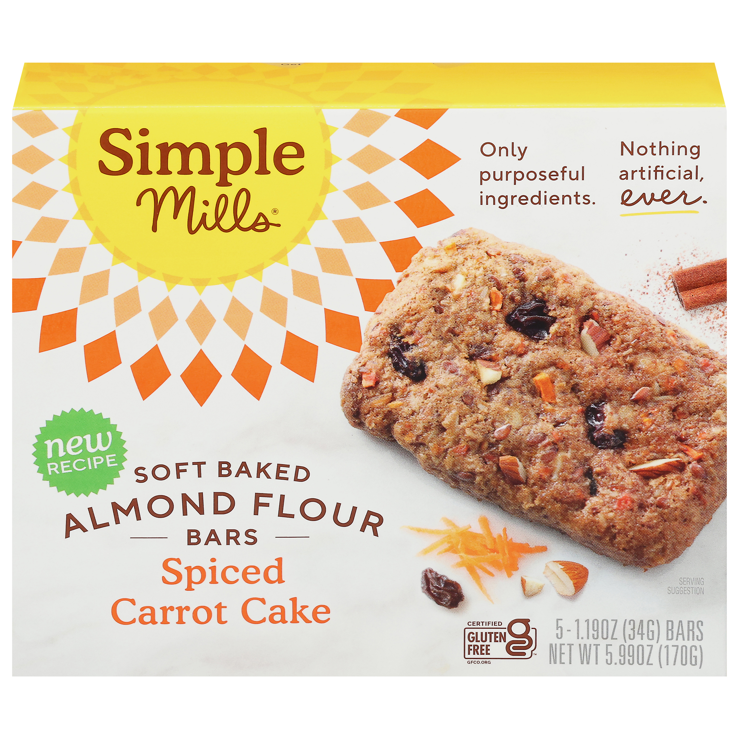 Simple Mills Soft Baked Almond Flour Spiced Carrot Cake Bars