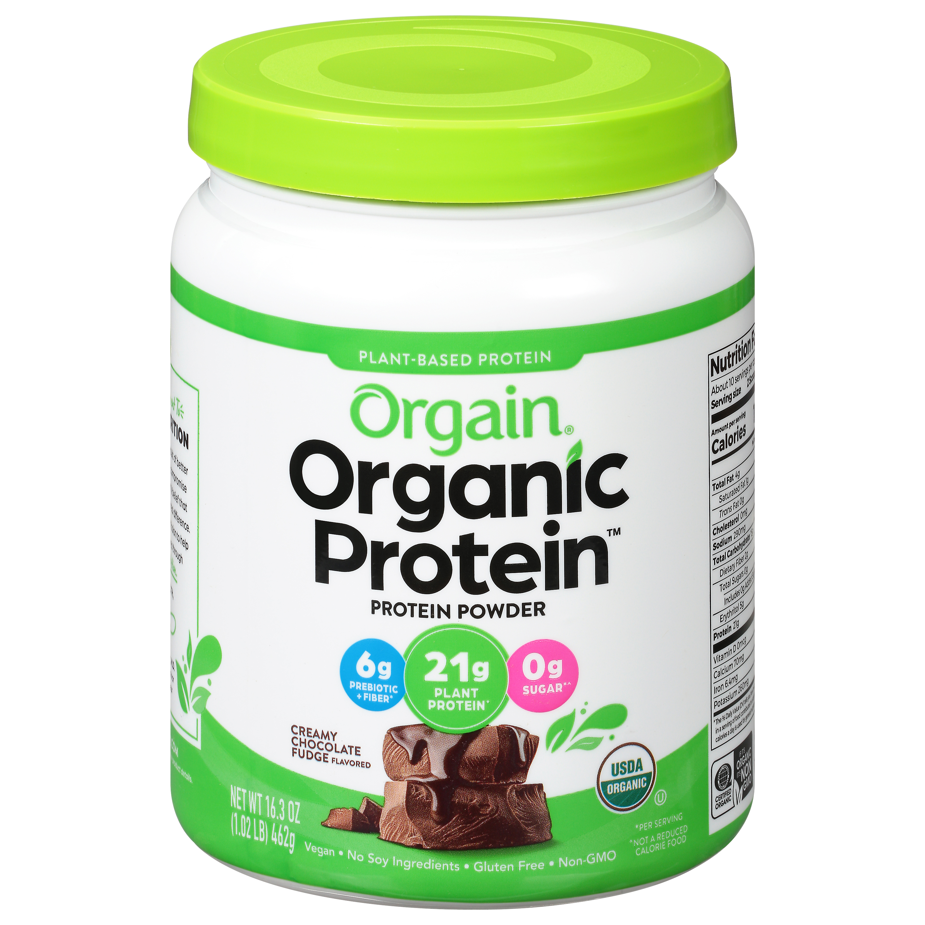 Orgain Organic Protein Creamy Chocolate Fudge Flavor Powder 16.3 oz Container