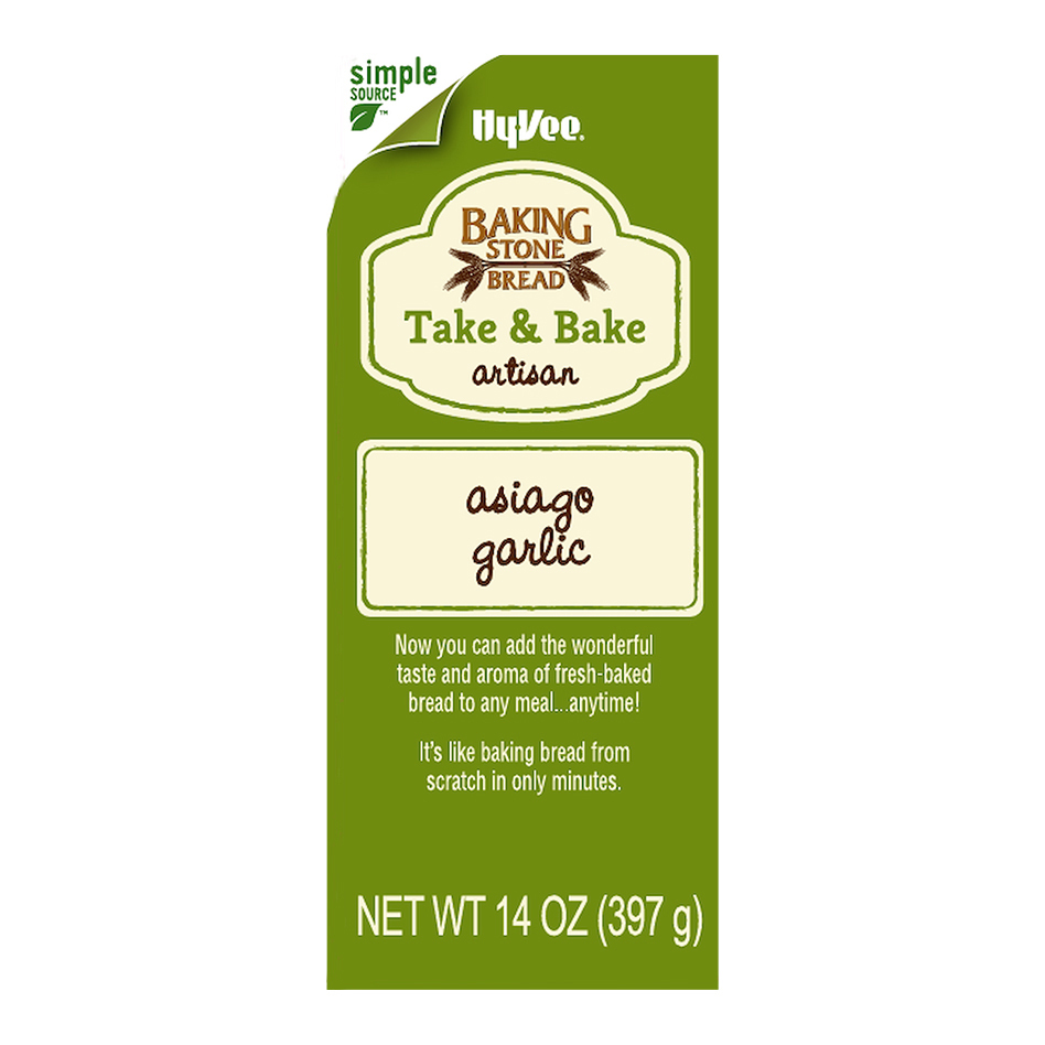 HyVee Baking Stone Bread Take & Bake Artisan Asiago Garlic Bread 14 oz