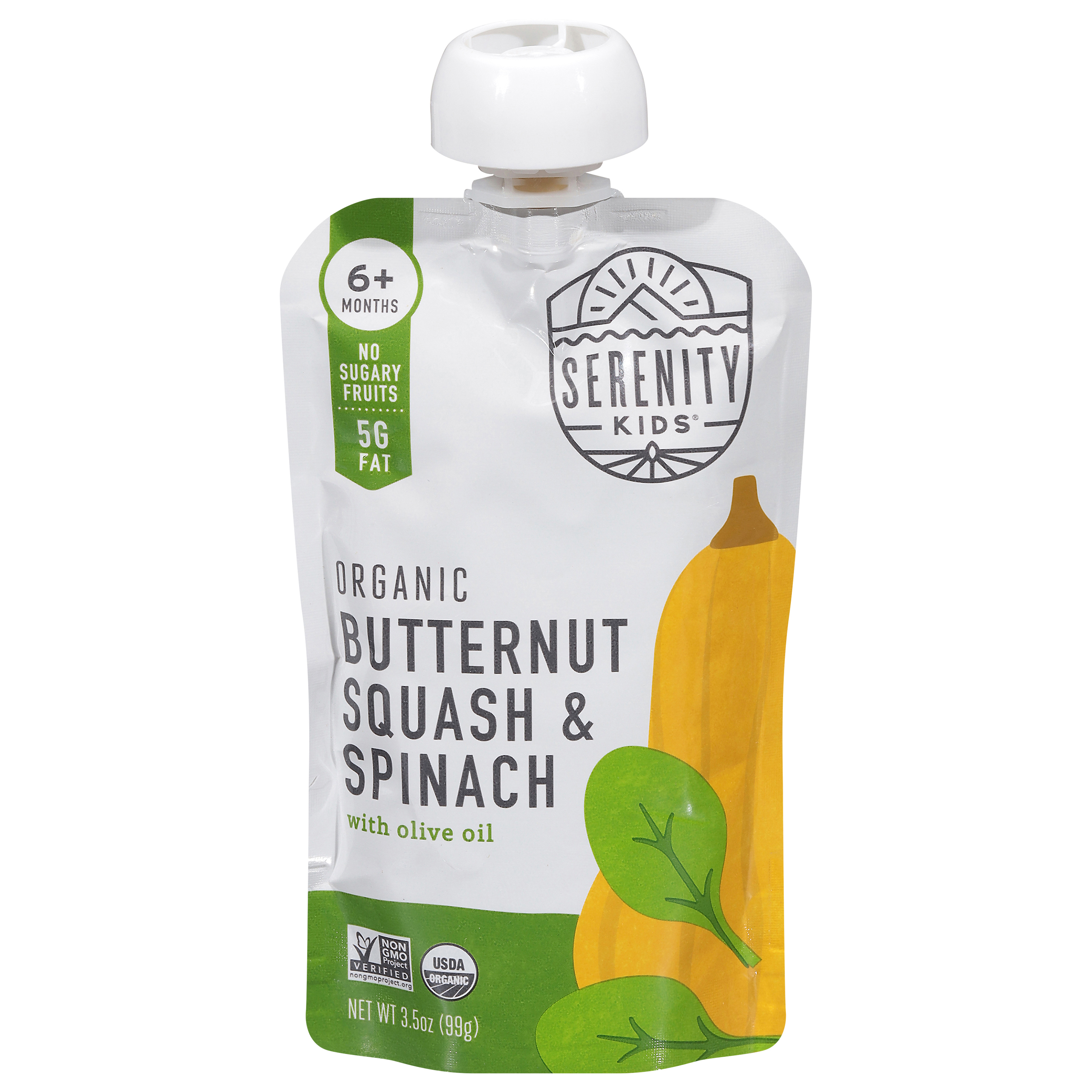 Serenity Kids Organic Butternut & Spinach with Organic Olive Oil Pouch,