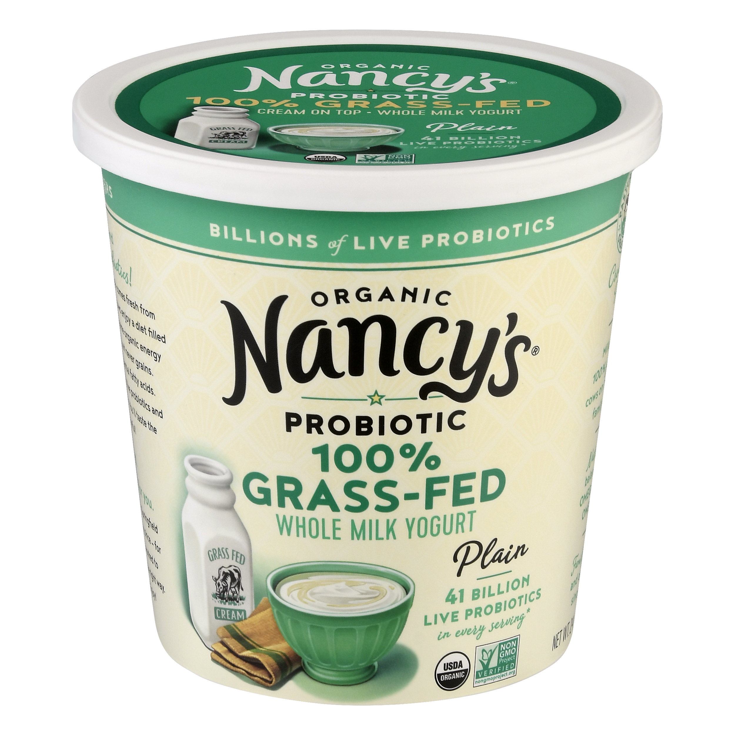 Nancys Probiotic Organic 100% Grass-Fed Whole Milk Plain Yogurt