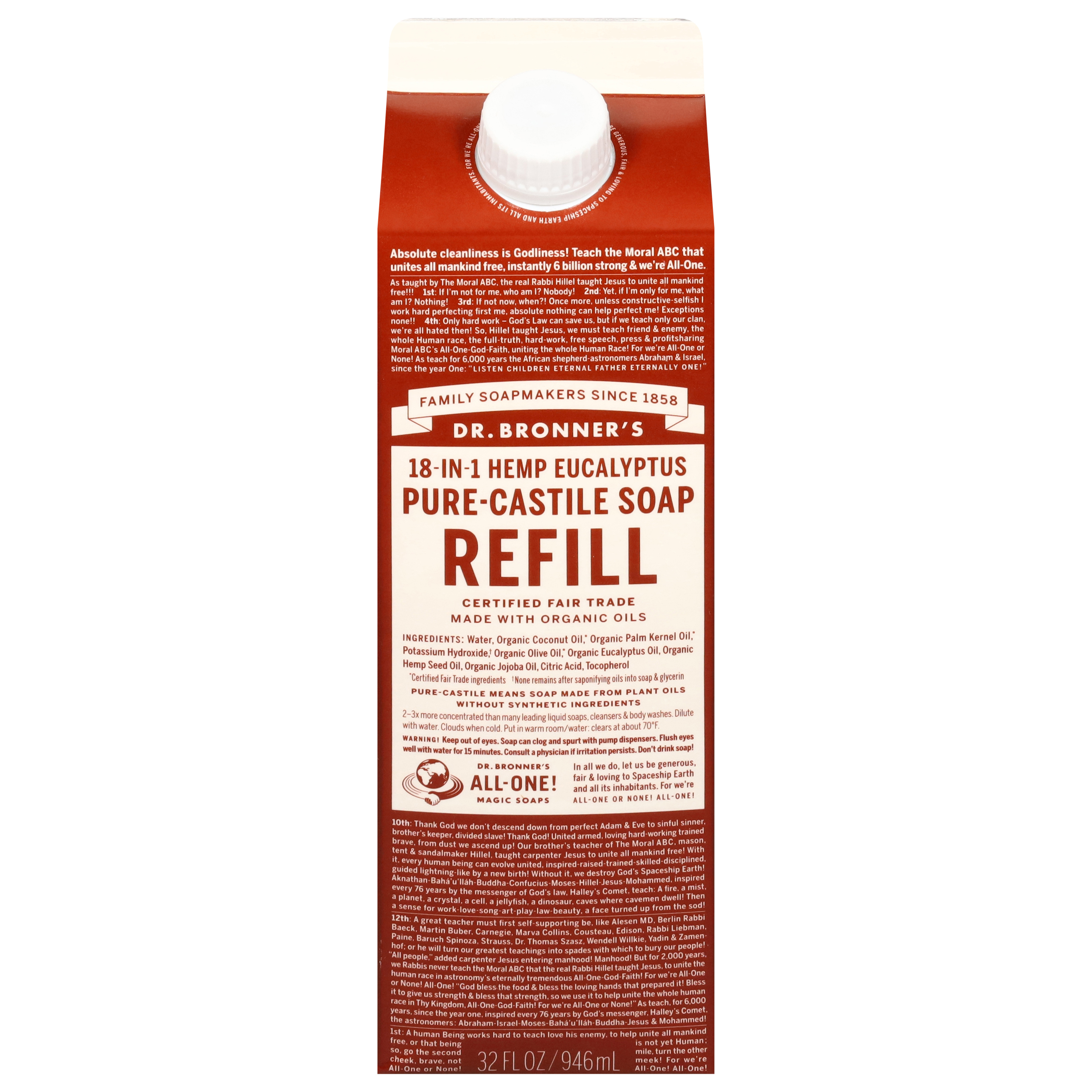 Dr. Bronner's Pure-Castile 18-In-1 Refill Hemp Eucalyptus Soap