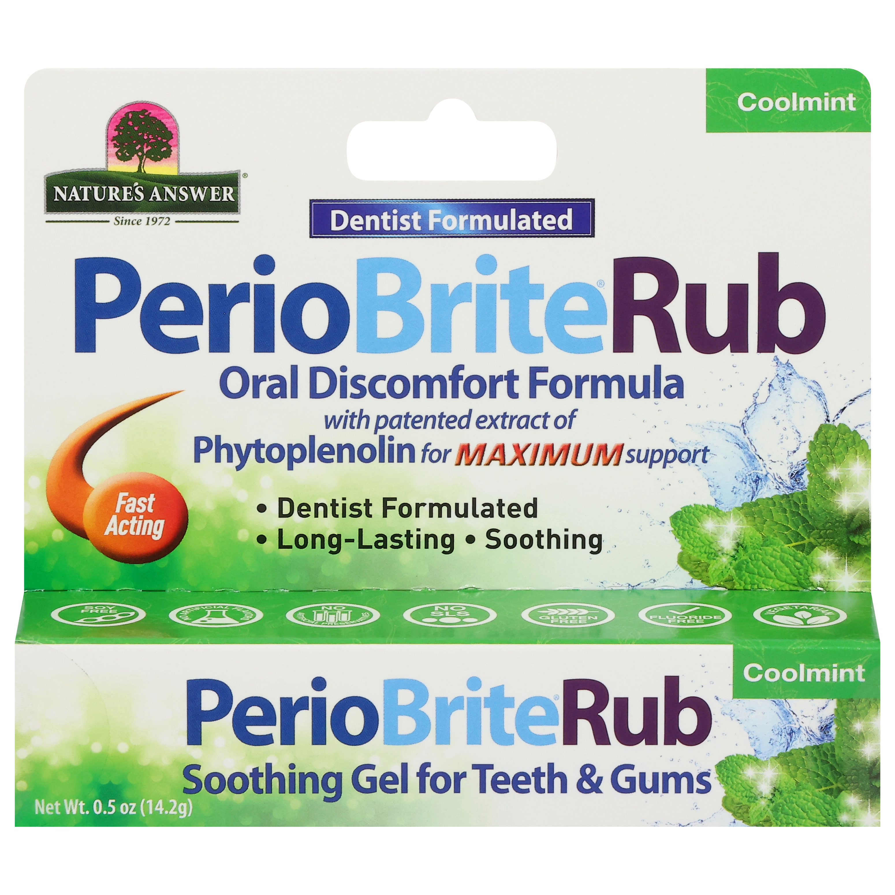 Nature's Answer PerioBrite Rub Oral Discomfort Formula Dentist Formulated Fast Acting Coolmint Soothing Gel for Teeth & Gums