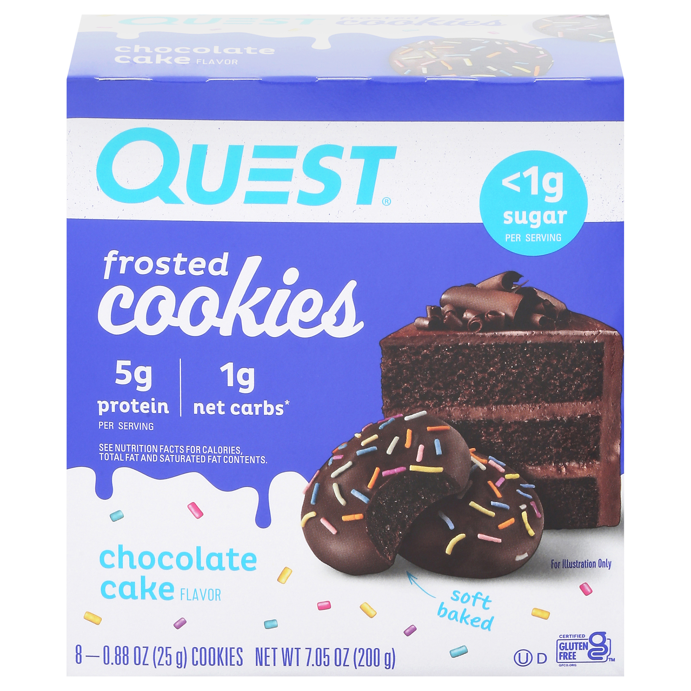 Quest Frosted Chocolate Cake Flavor Cookies 8 - 0.88 oz Packs