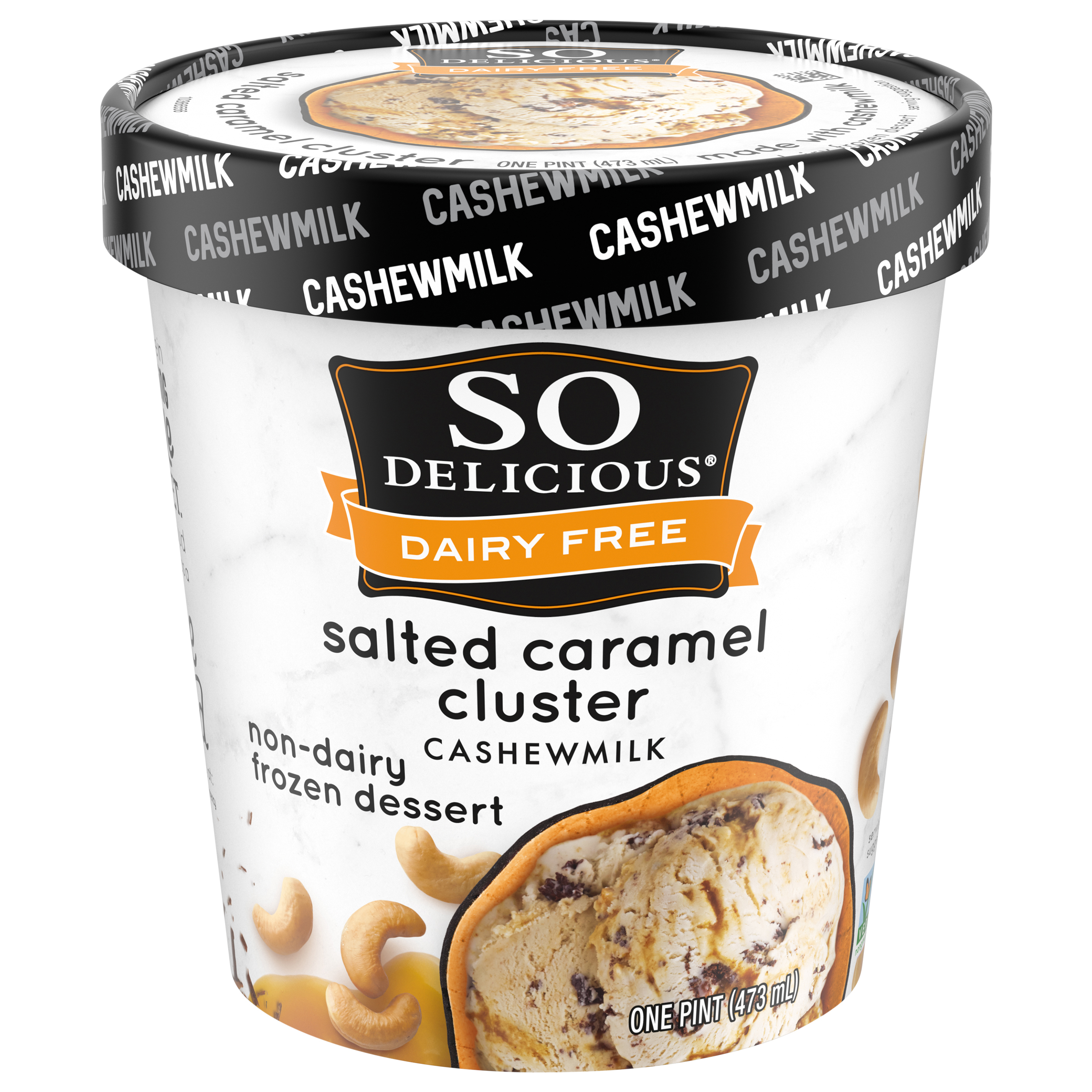 So Delicious Dairy Free Salted Caramel Cluster Cashew Milk Frozen Dessert, 1 Pint