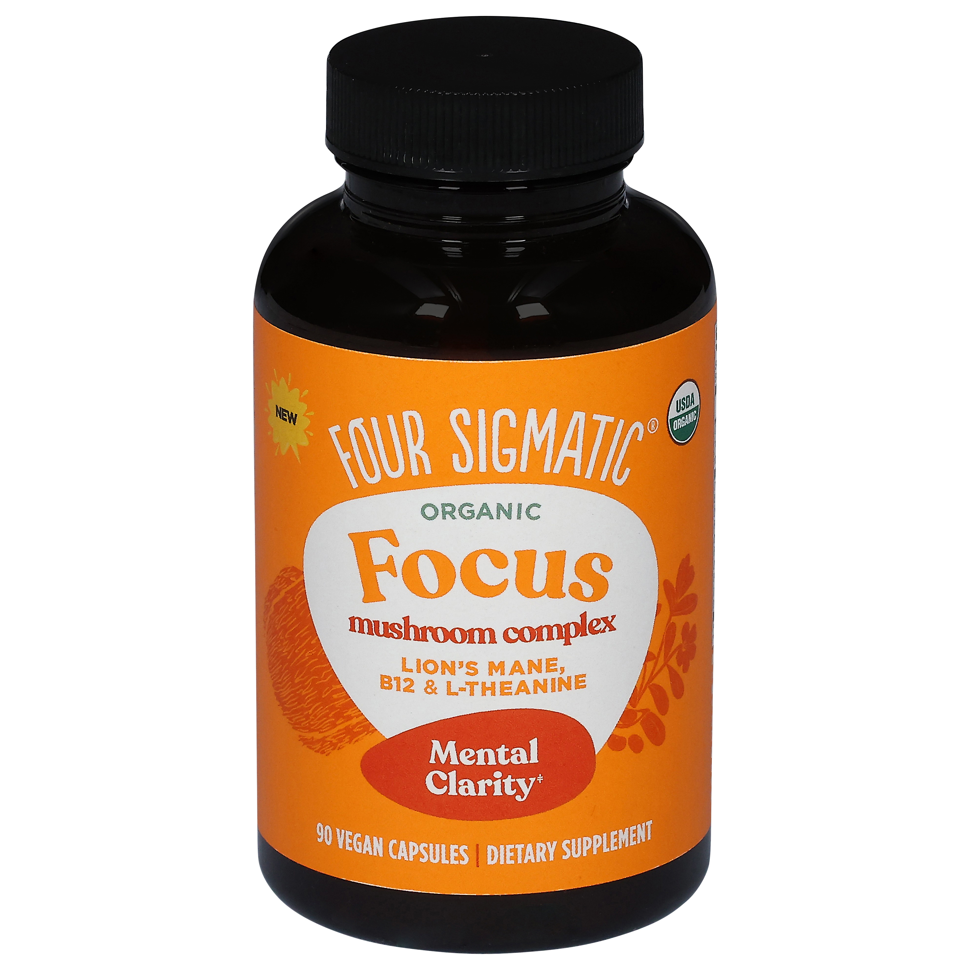 Four Sigmatic Focus Organic Lions mane B12 & L-Theanine Mushroom Complex 90 Vegan Capsules