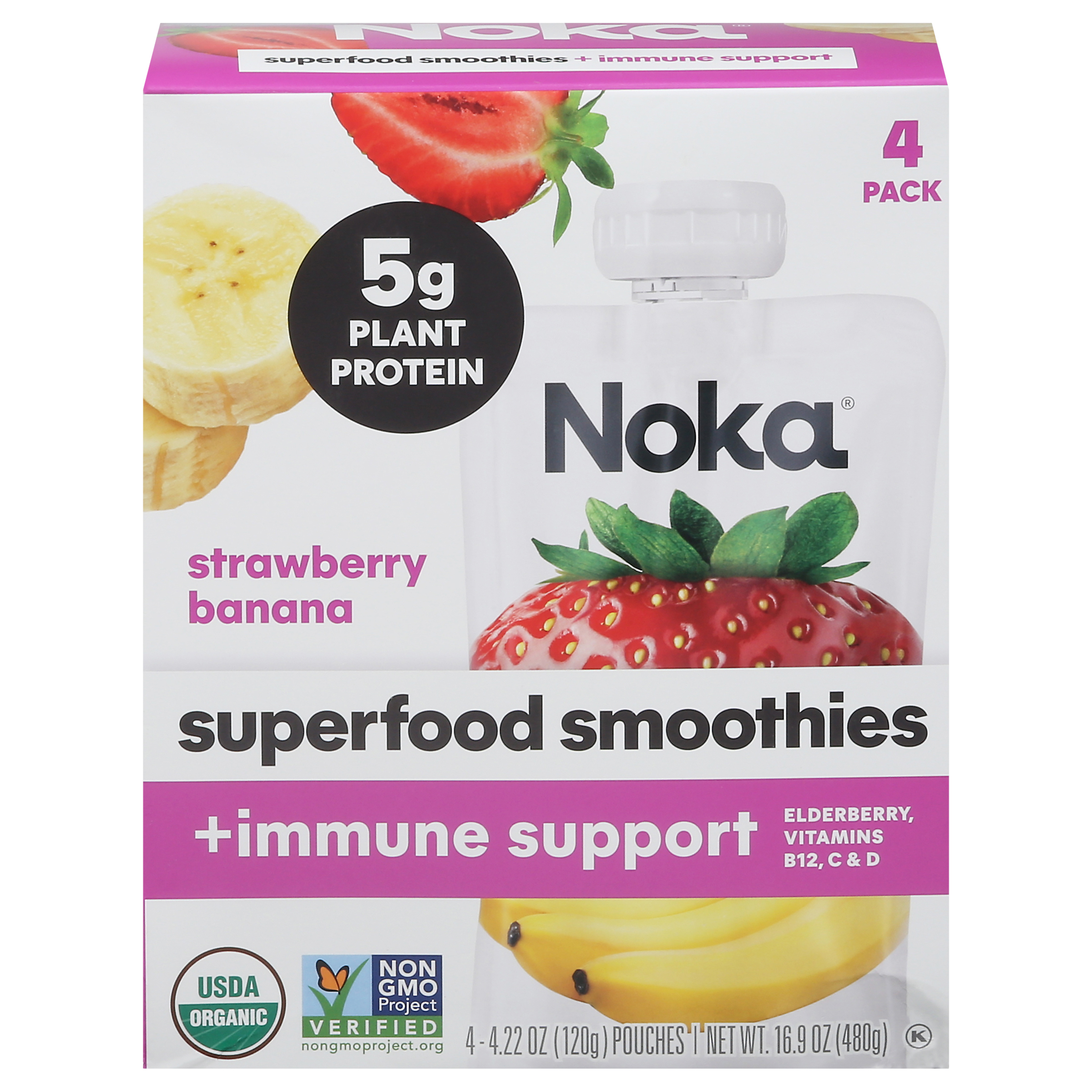 Noka +Immune Support Strawberry Banana Superfood Smoothie