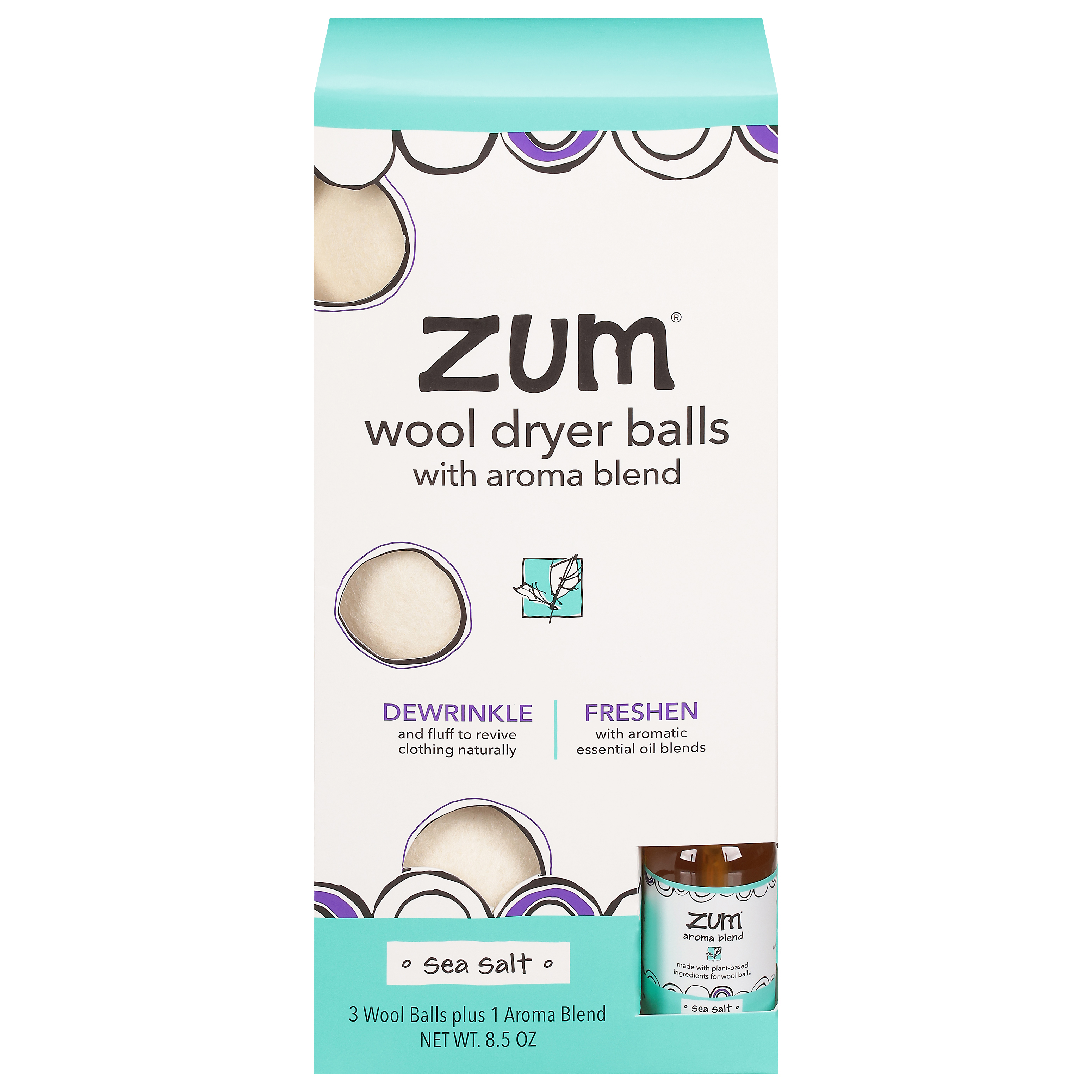 Zum Sea Salt Wool Dryer Balls with Aroma Blend