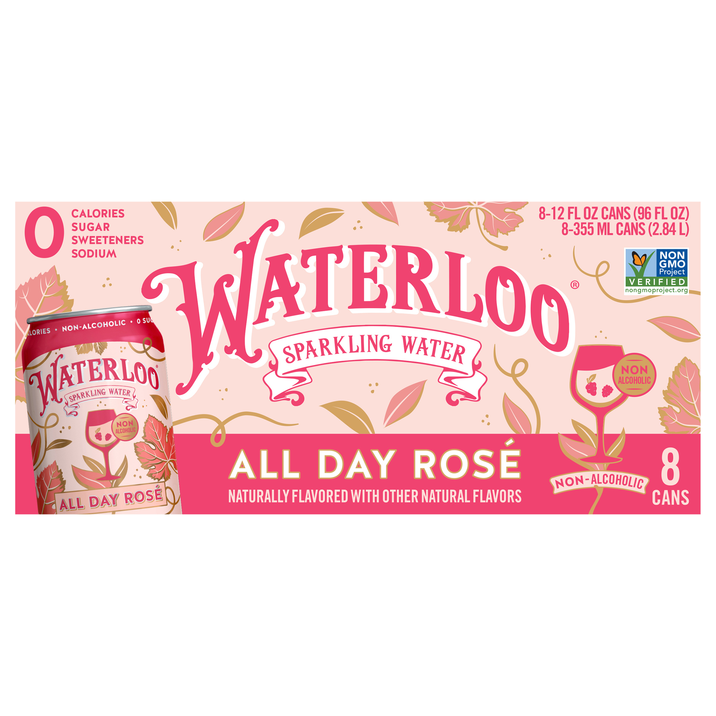 Waterloo All Day Rosé Sparkling Water - 8pk /