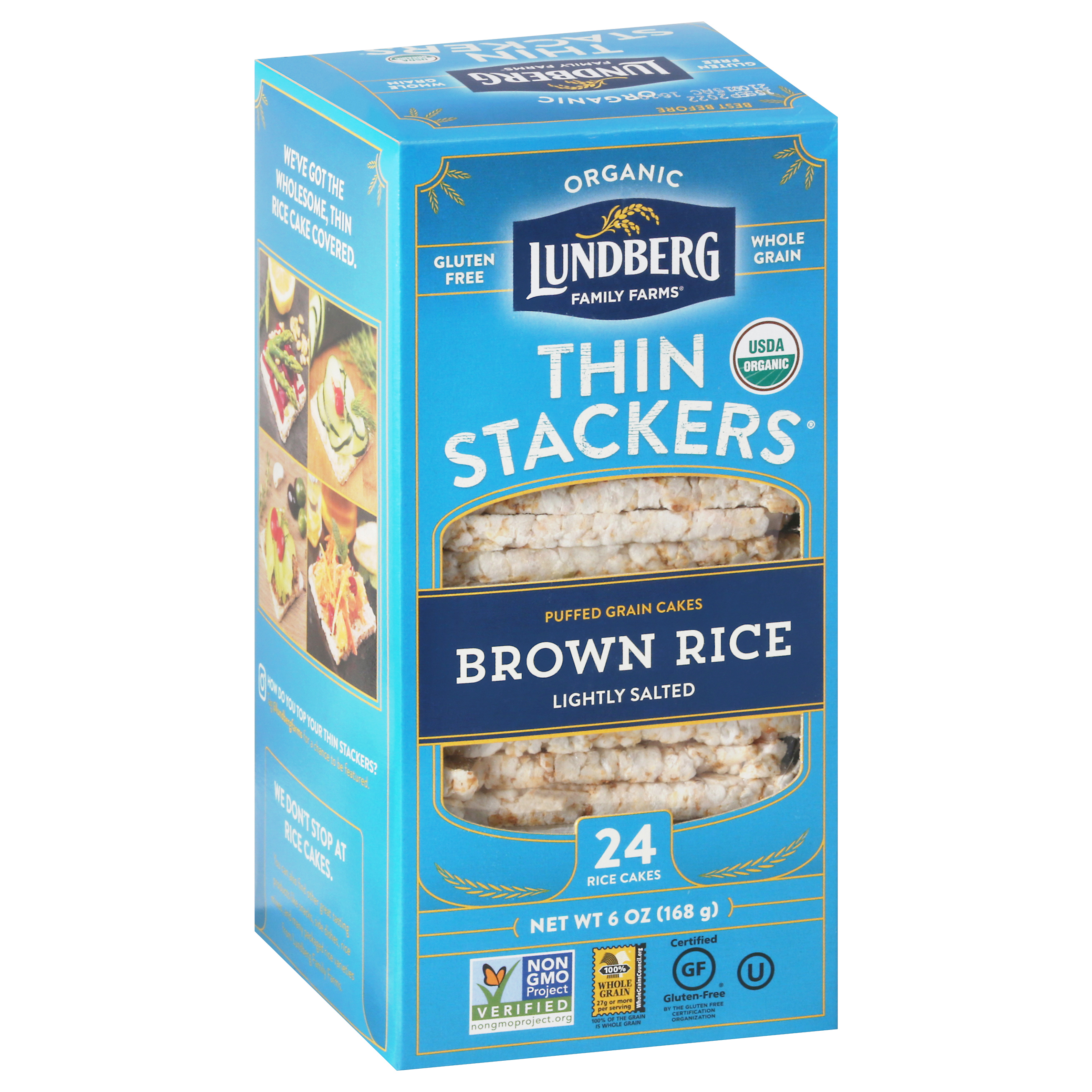 Lundberg Family Farms Thin Stackers Brown Rice Lightly Salted Rice Cakes 24 Rice Cakes