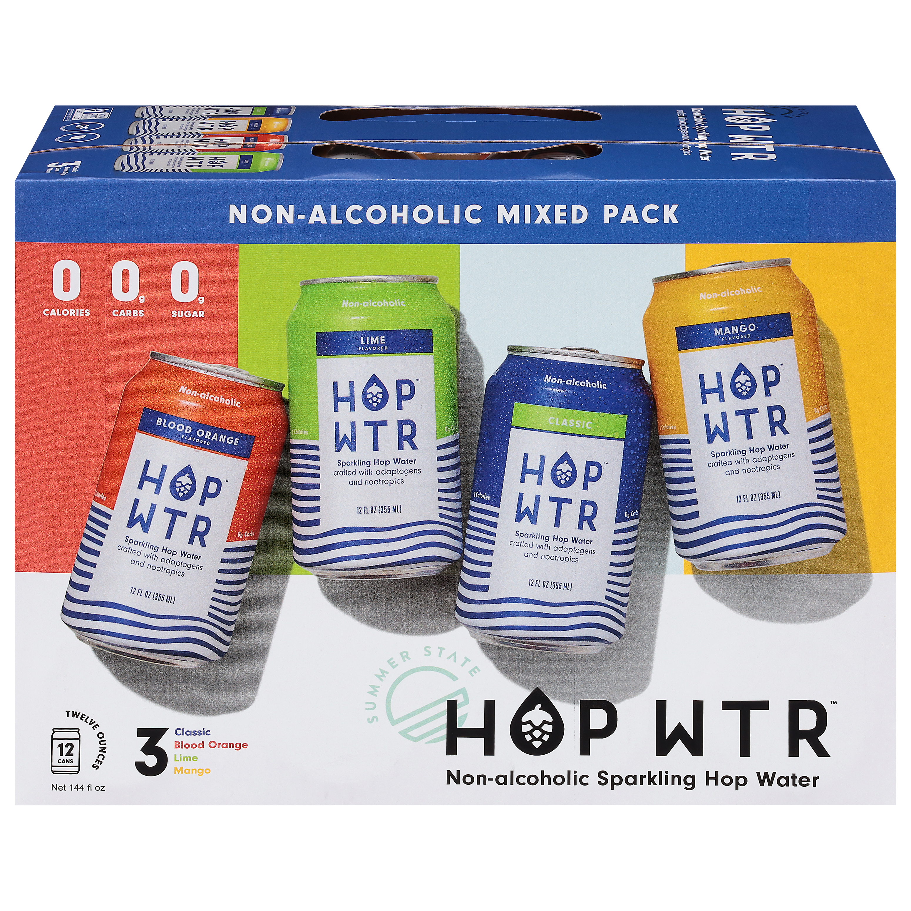Hop Wtr Mixed Pack Non-Alcoholic Assorted Sparkling Hop Water Mixed Pack