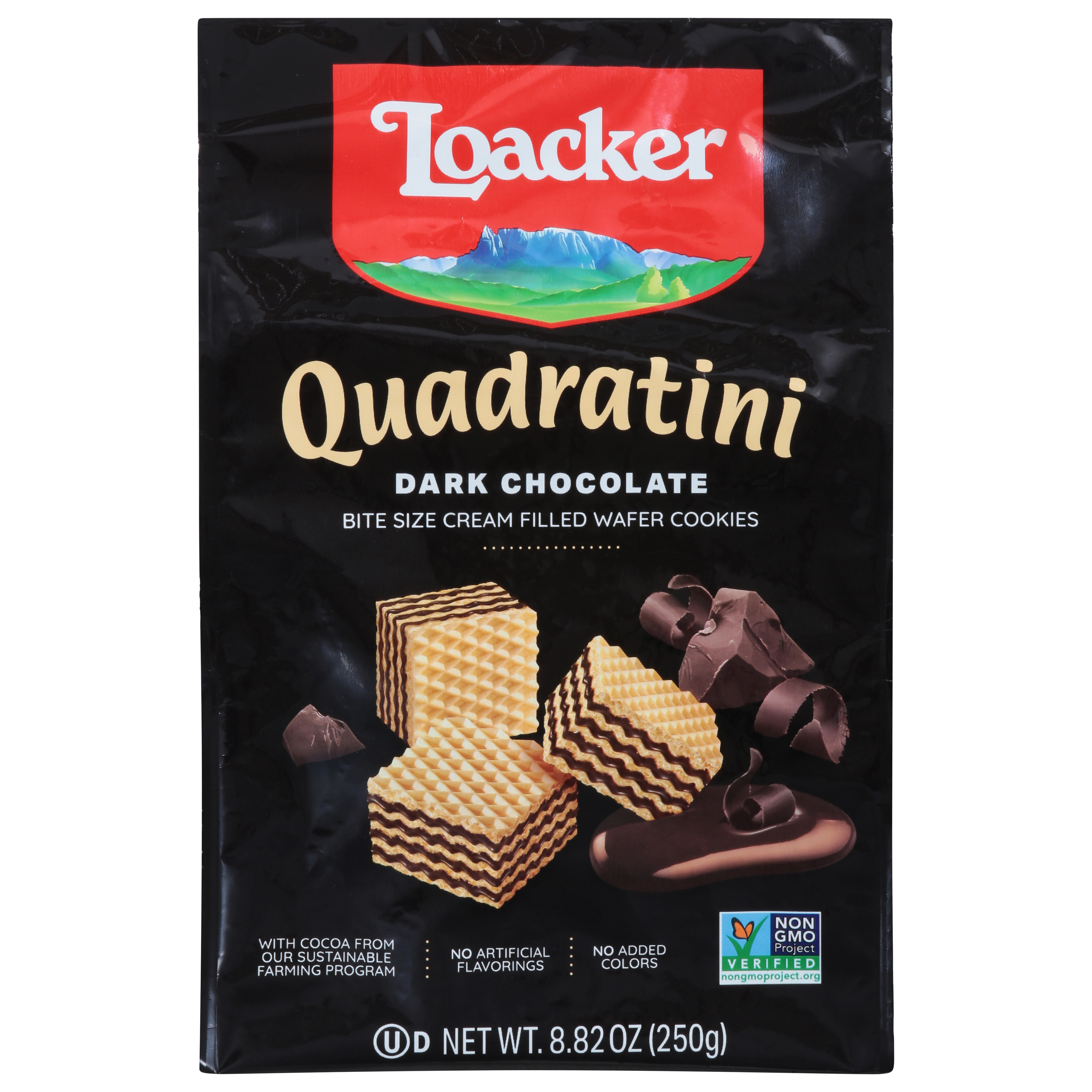 Loacker Quadratini Dark Chocolate Wafer Cookies Bite Size