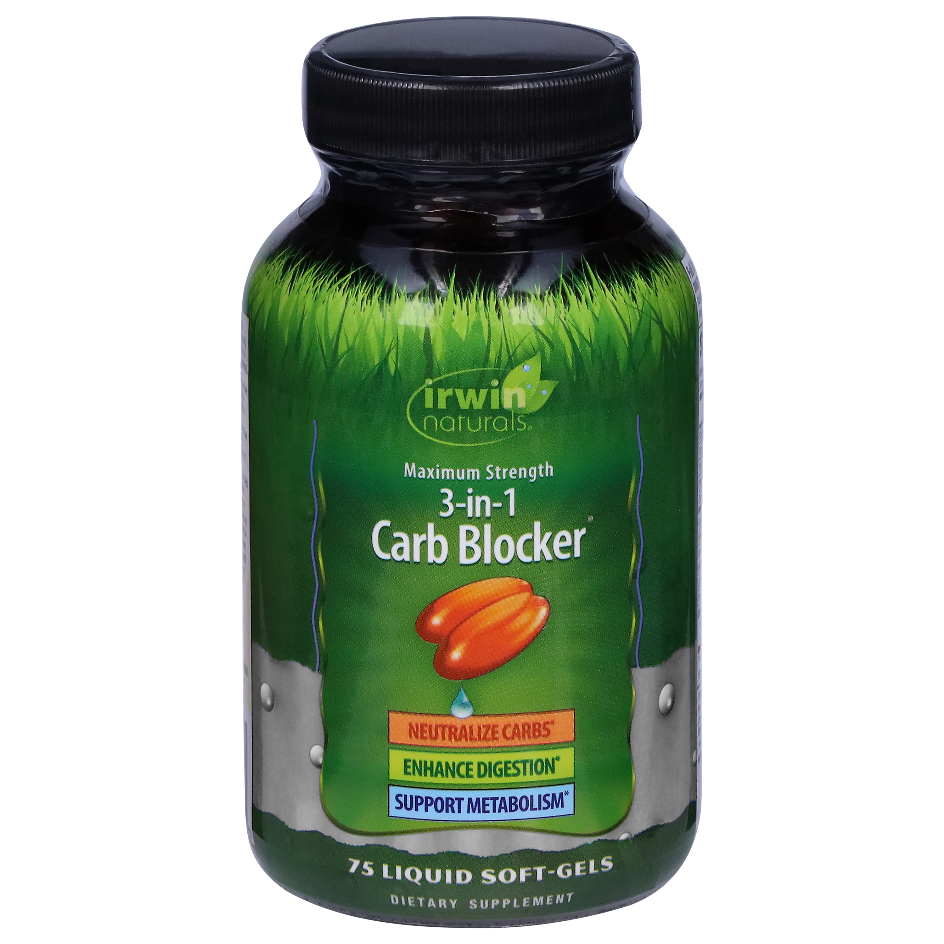 Irwin Naturals Maximum Strength 3-in-1 Carb Blocker 75 Soft-Gels