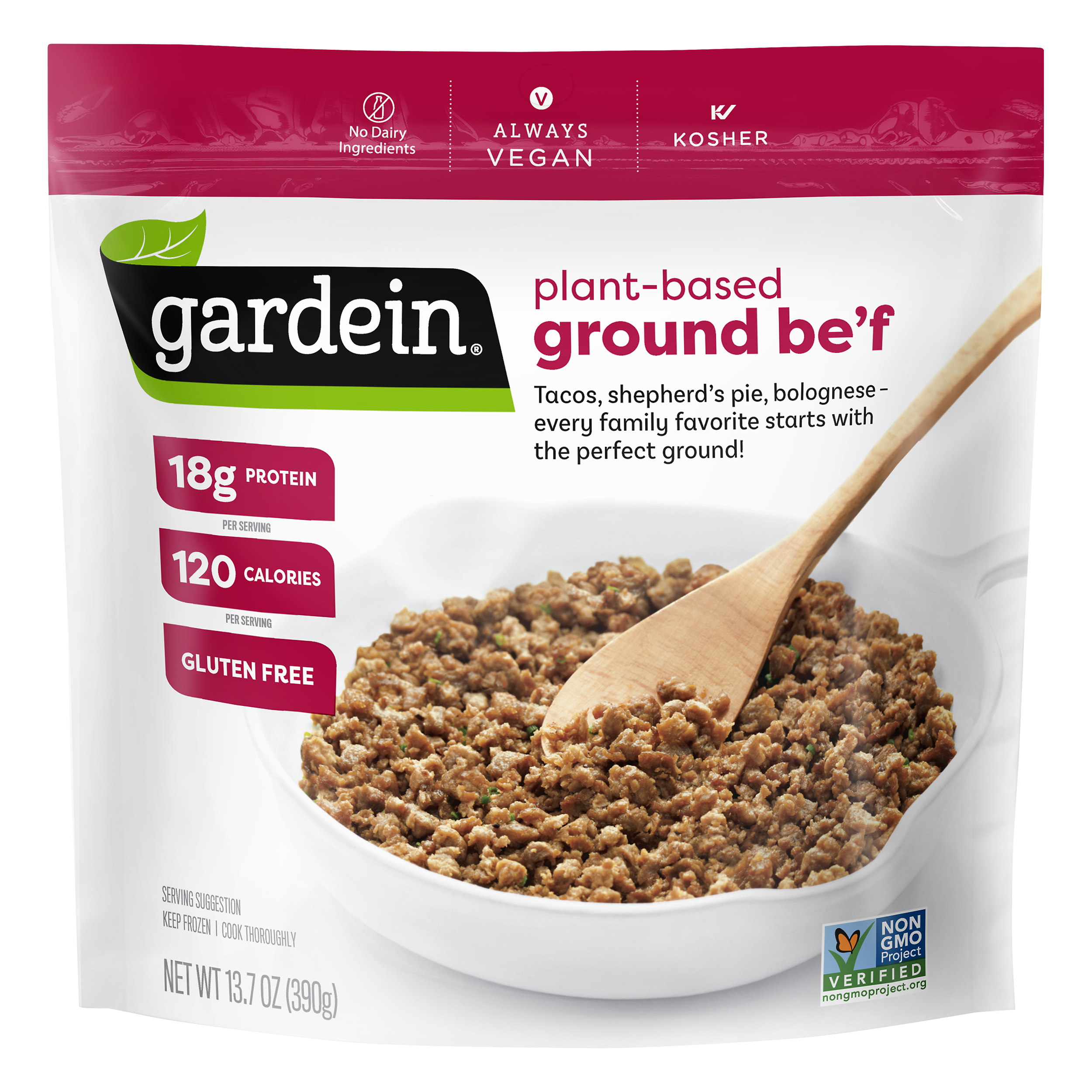 Gardein Gluten-Free Plant-Based Ground Be'f Crumbles, Vegan, Frozen, 13.7 oz.