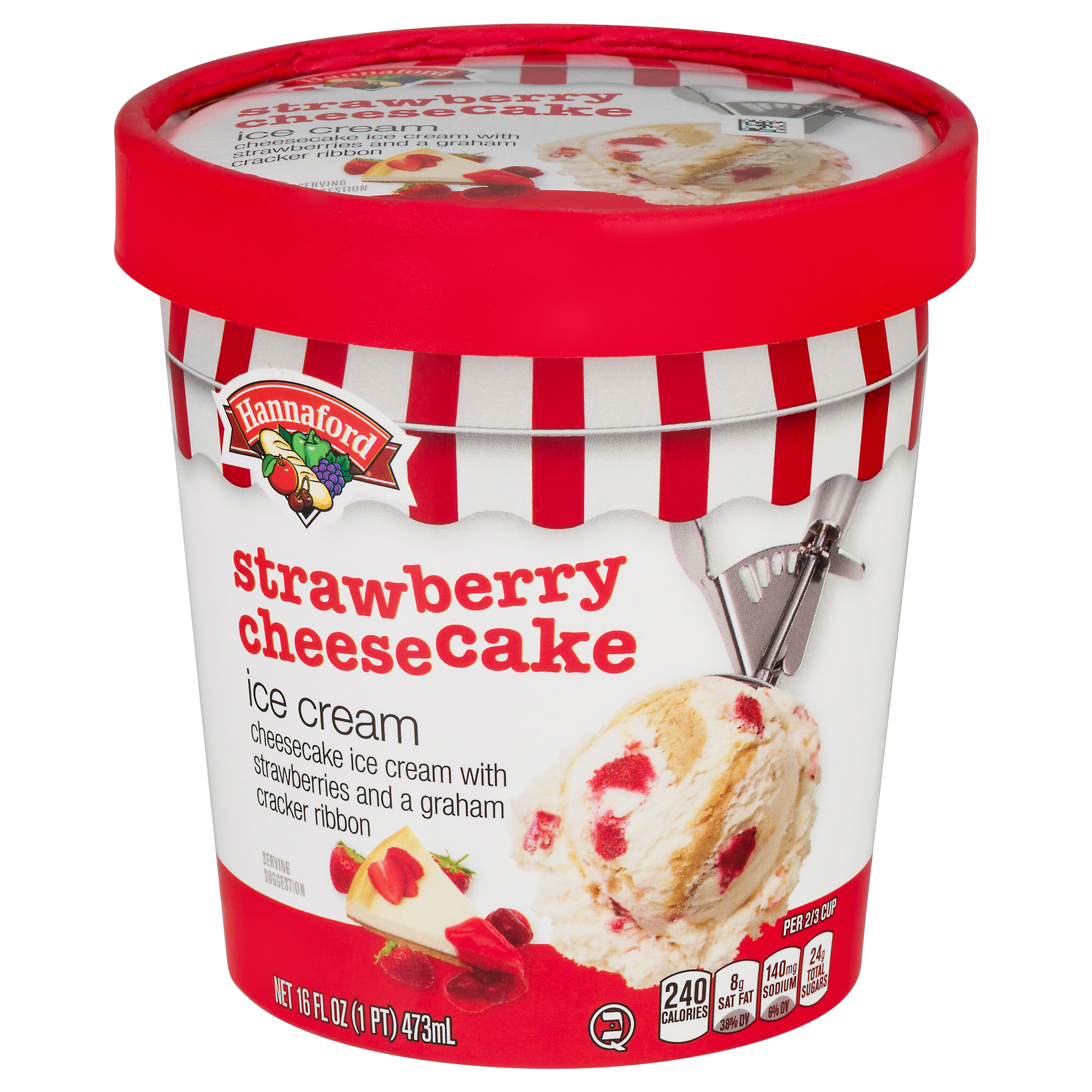 Hannaford Strawberry Cheese Cake Ice Cream 16 fl oz Cup\Tub