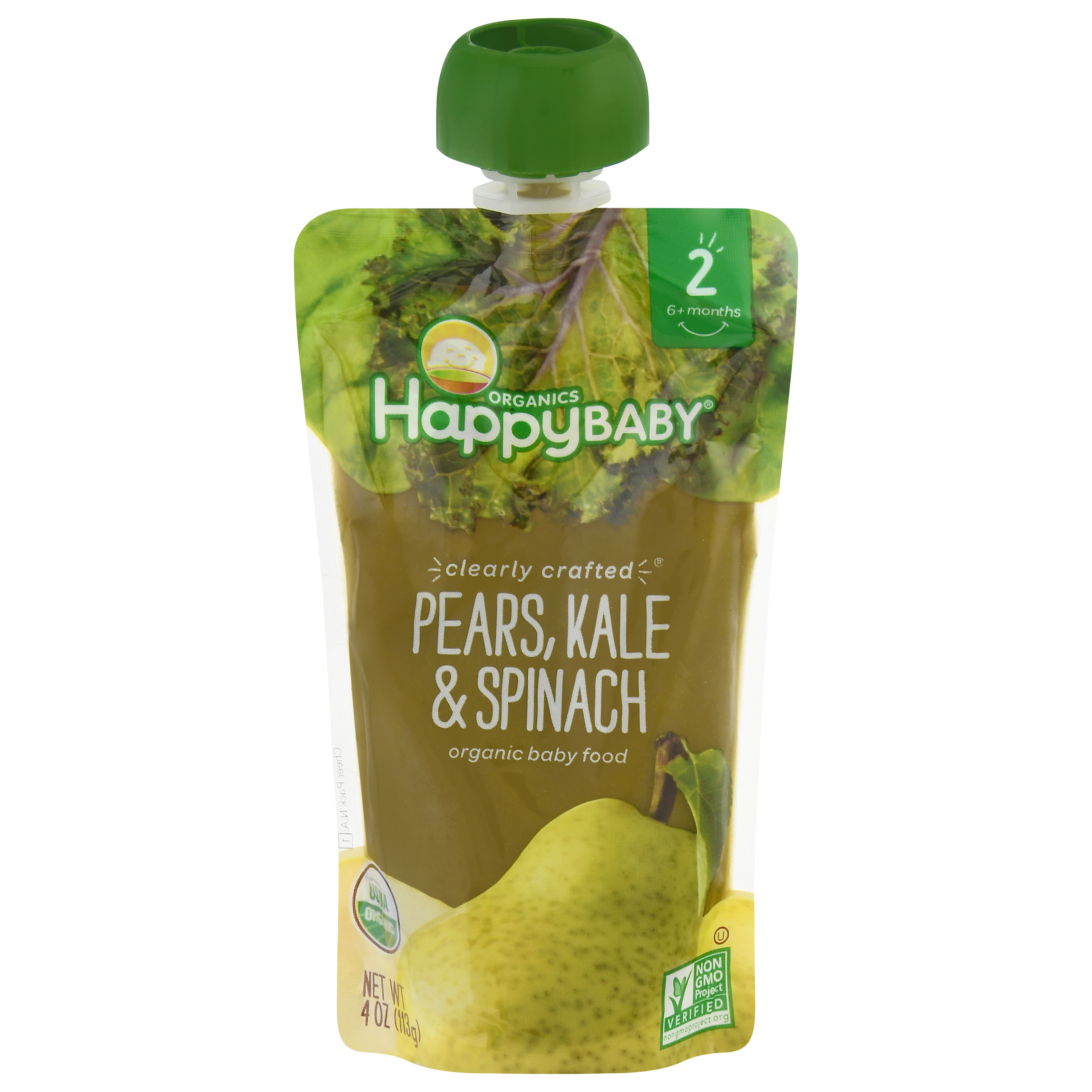 HappyBaby Organics 2 (6+ Months) Pears, Kale & Spinach Baby Food