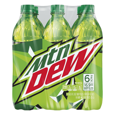 Mountain Dew Soda 6 bottles / 16.9 fl oz
