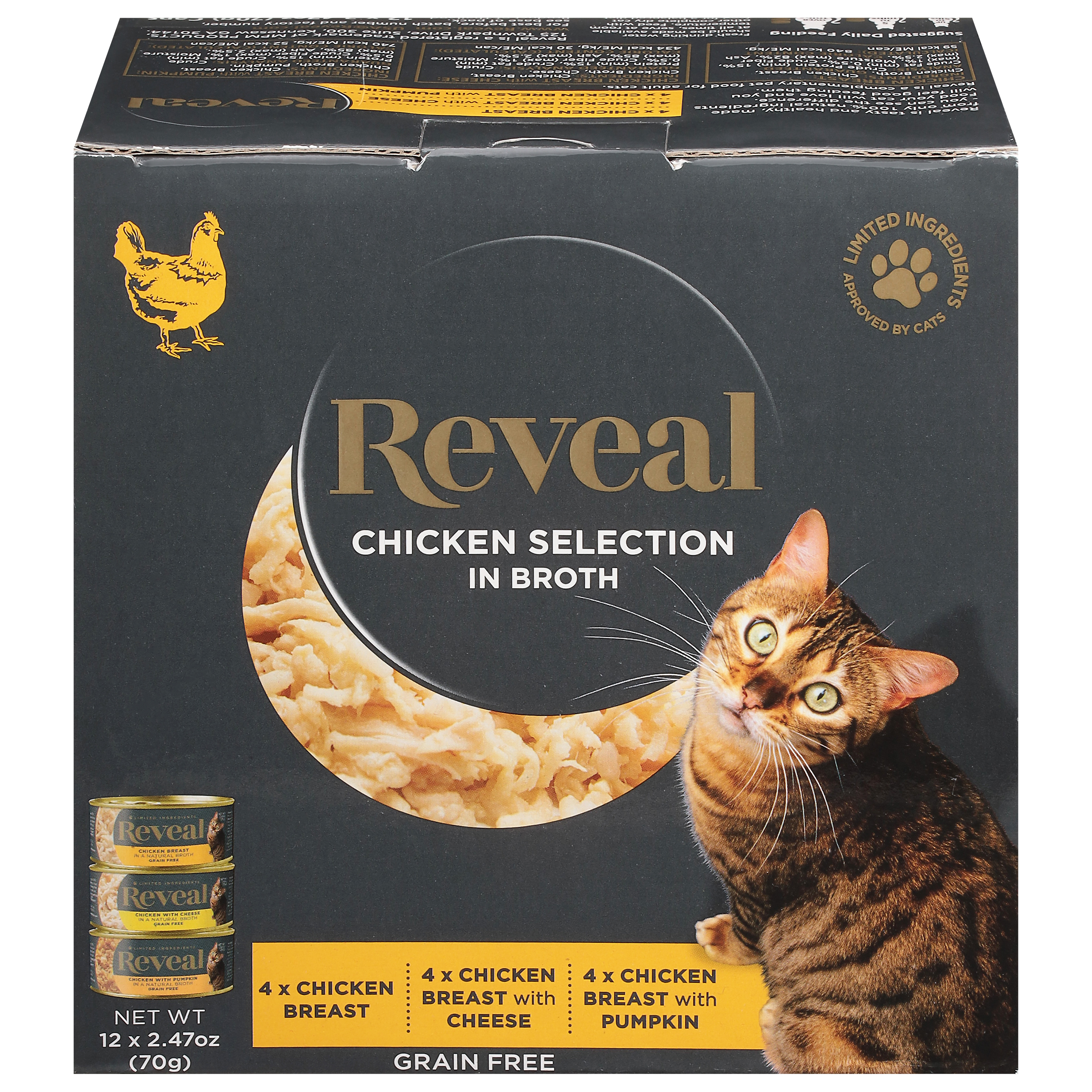 Reveal Chicken Selection in Broth Grain Free Cat Food