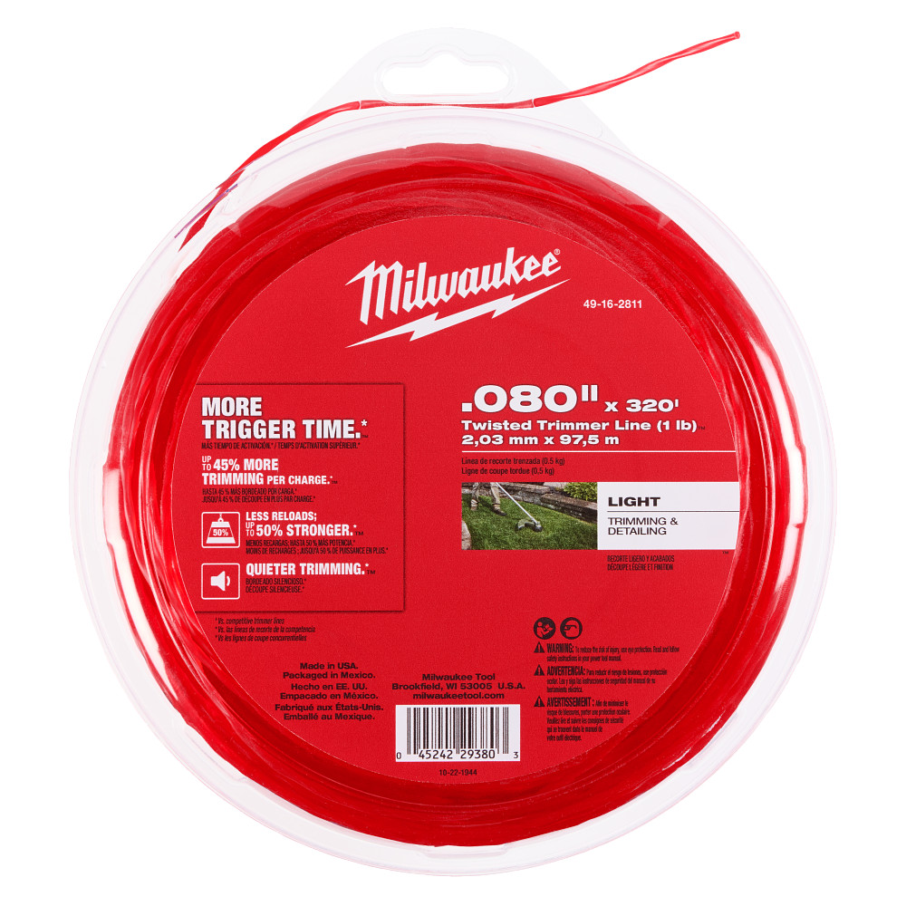 Milwaukee .080" x 320 (1 lb.) Twisted Trimmer Line