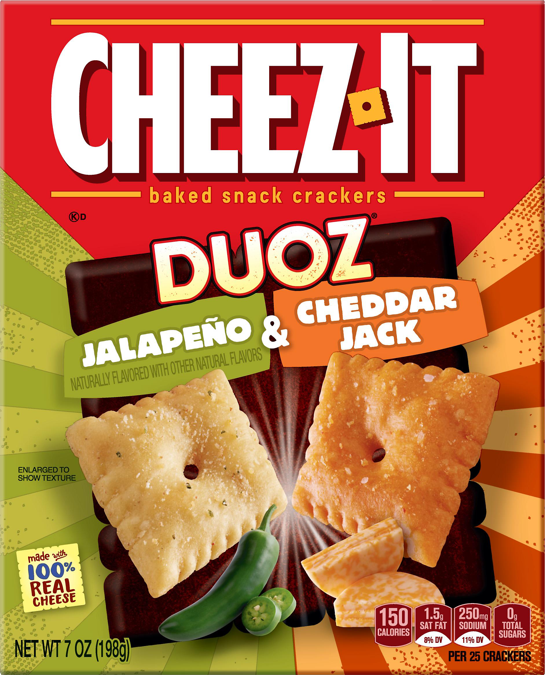 Cheez-It Duoz Jalapeno & Cheddar Jack Baked Snack Crackers 7 oz