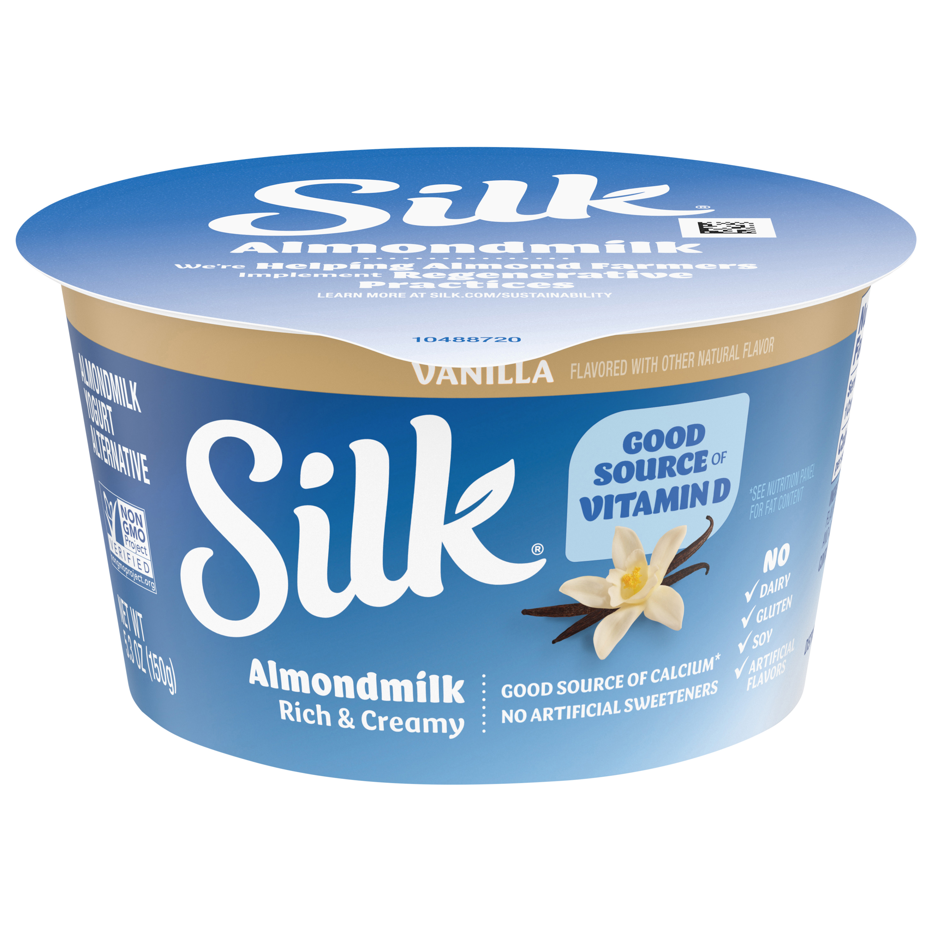 Silk Vanilla Dairy Free, Almond Milk Plant Based Yogurt Alternative, 5.3 OZ Container