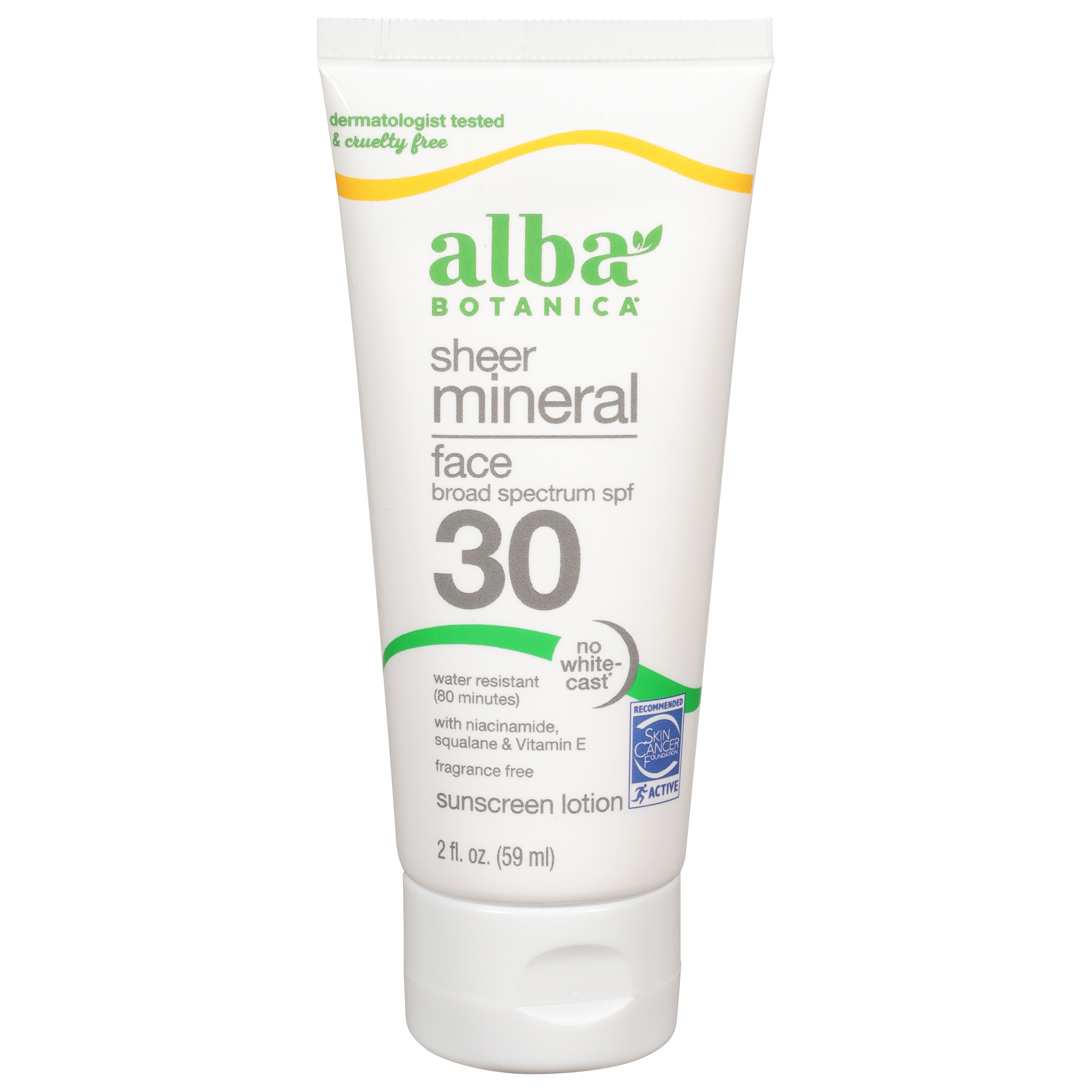 Alba Botanica Broad Spectrum SPF 30 Face Sheer Mineral Fragrance Free Sunscreen Lotion