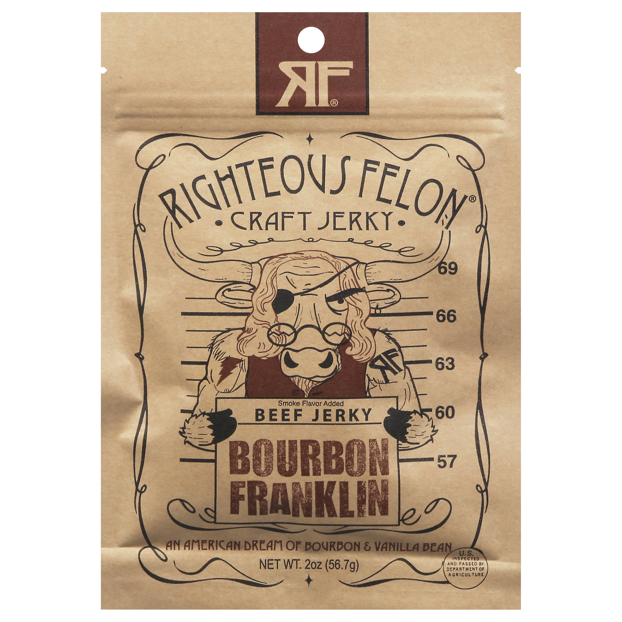 Righteous Felon Beef Jerky Smoke Flavor Bourbon Franklin