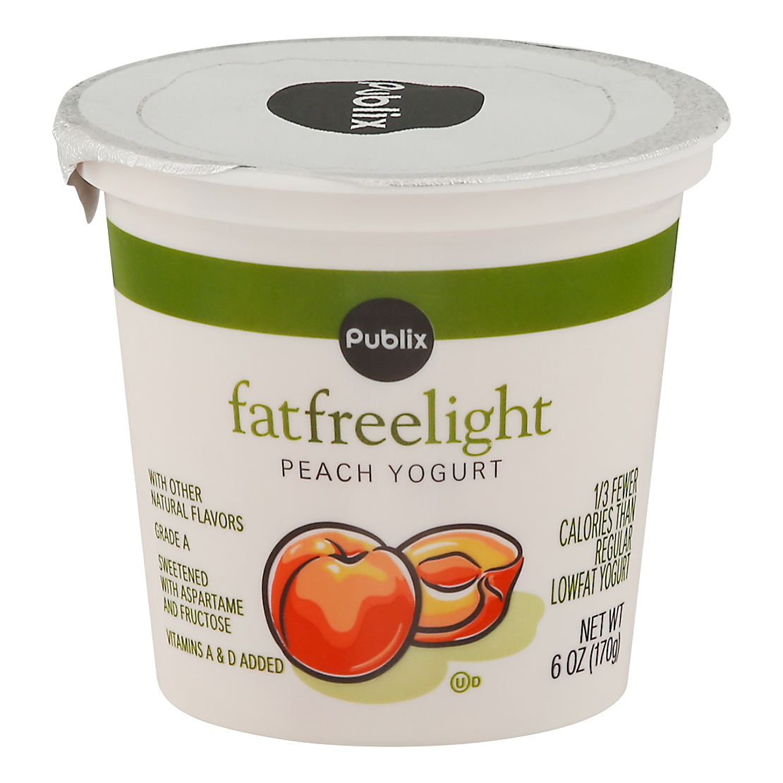 Publix Fat Free Light Peach Yogurt 6 oz