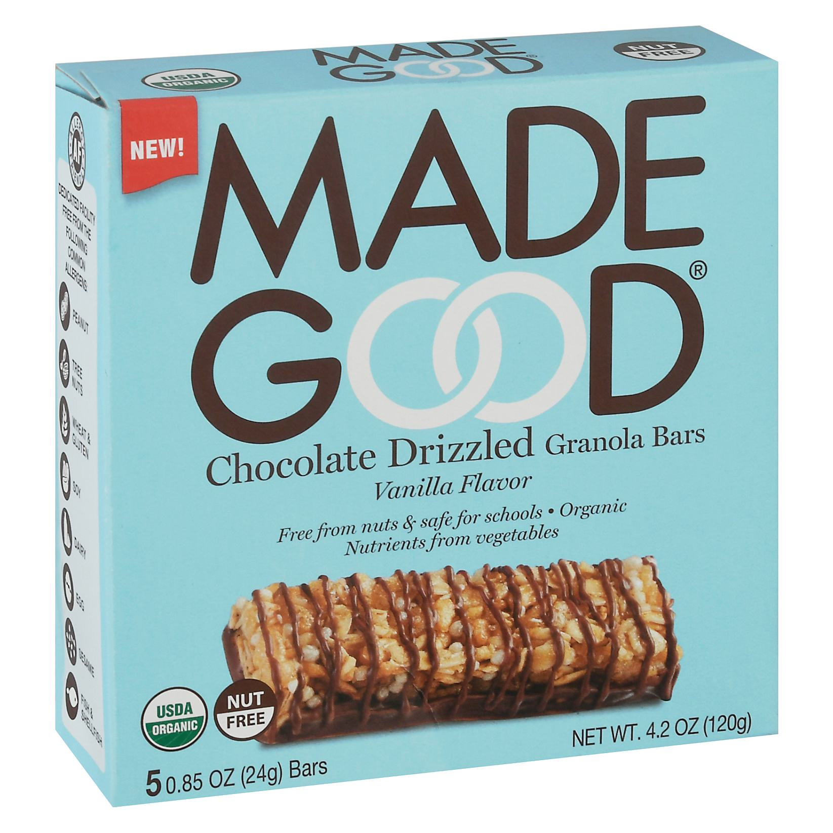 Made Good Vanilla Flavor Chocolate Drizzled Granola Bars 5-0.85 oz Packs