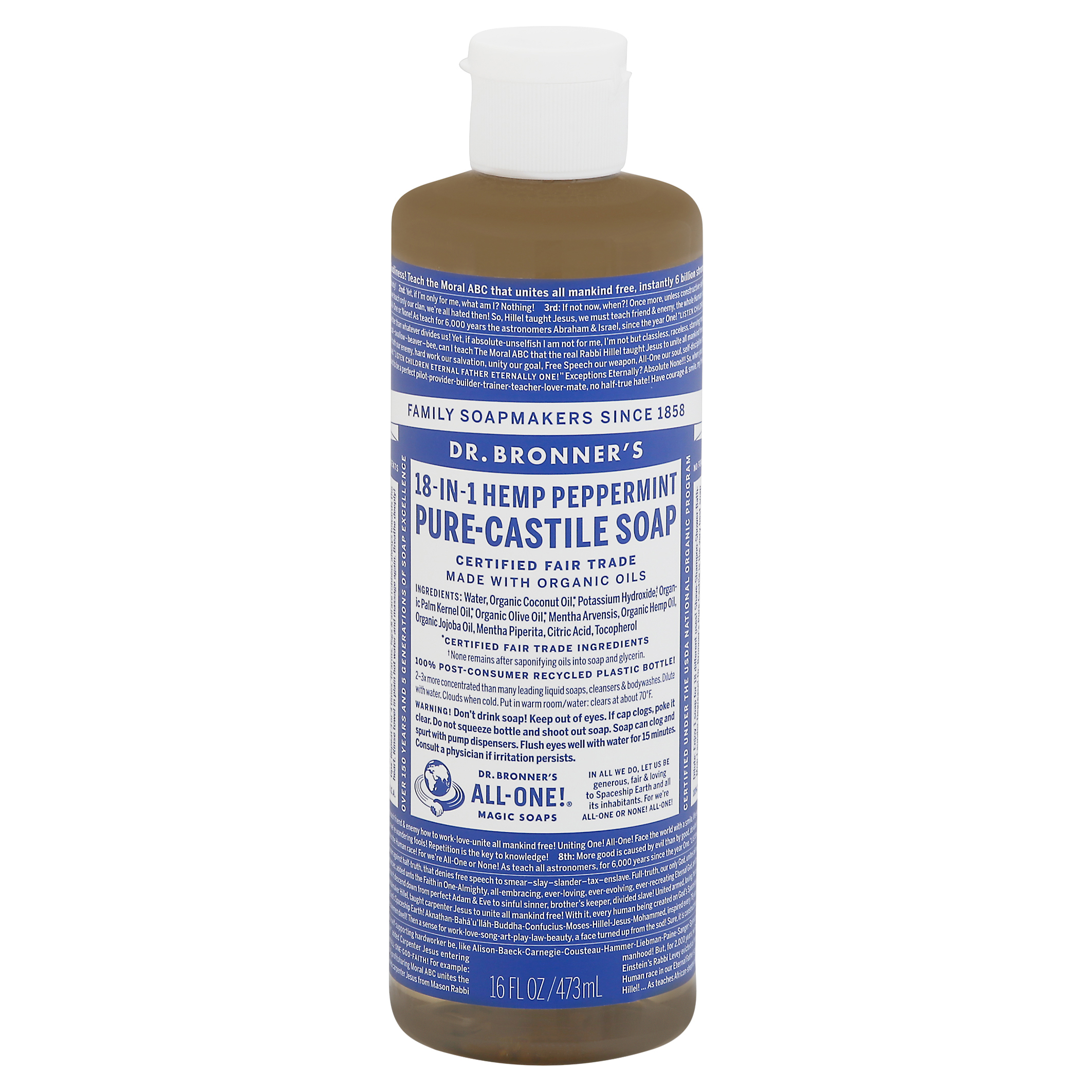 Dr. Bronner's 18-in-1 Hemp Peppermint Pure-Castile Soap