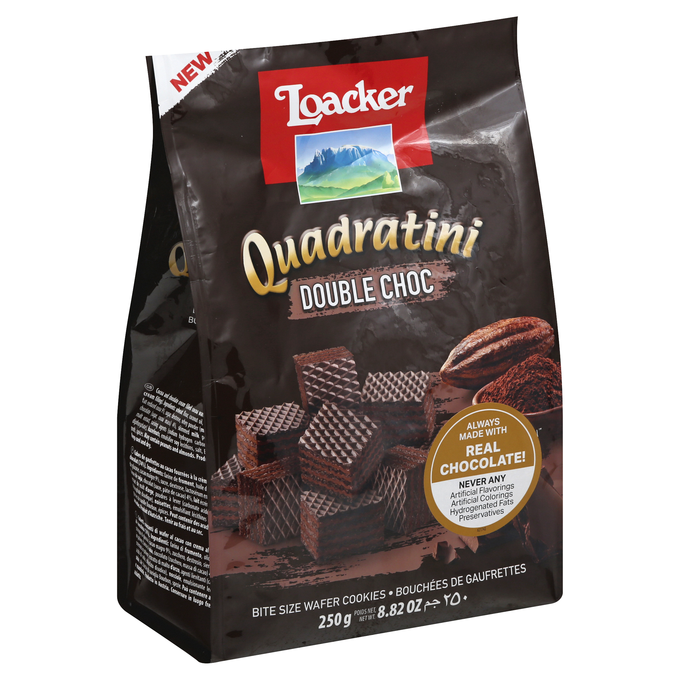 Loacker Bite Size Double Chocolate Wafer Cookies 250 gr