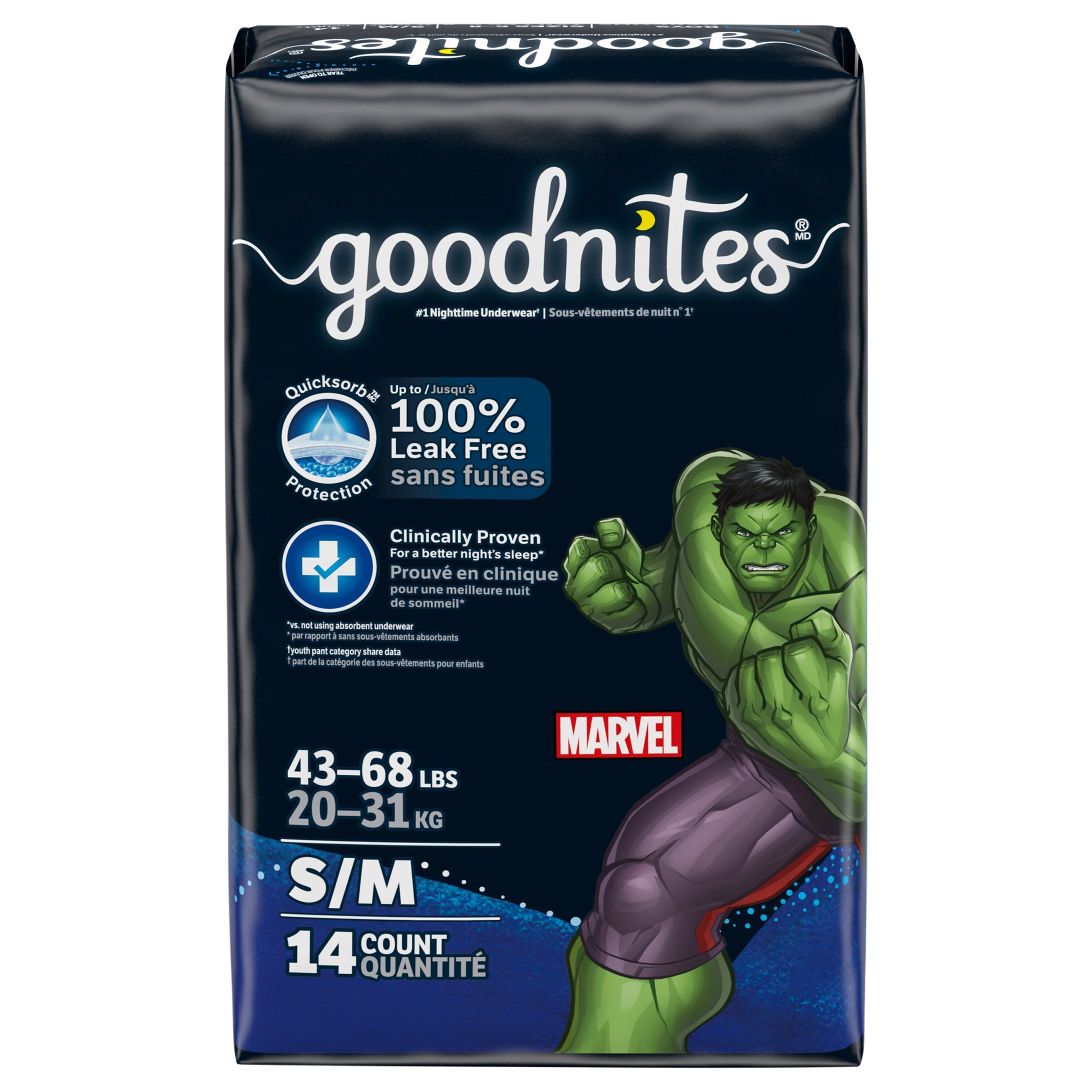 Goodnites Boys' Nighttime Bedwetting Underwear, Size S/M (43-68 lbs), 14 Ct