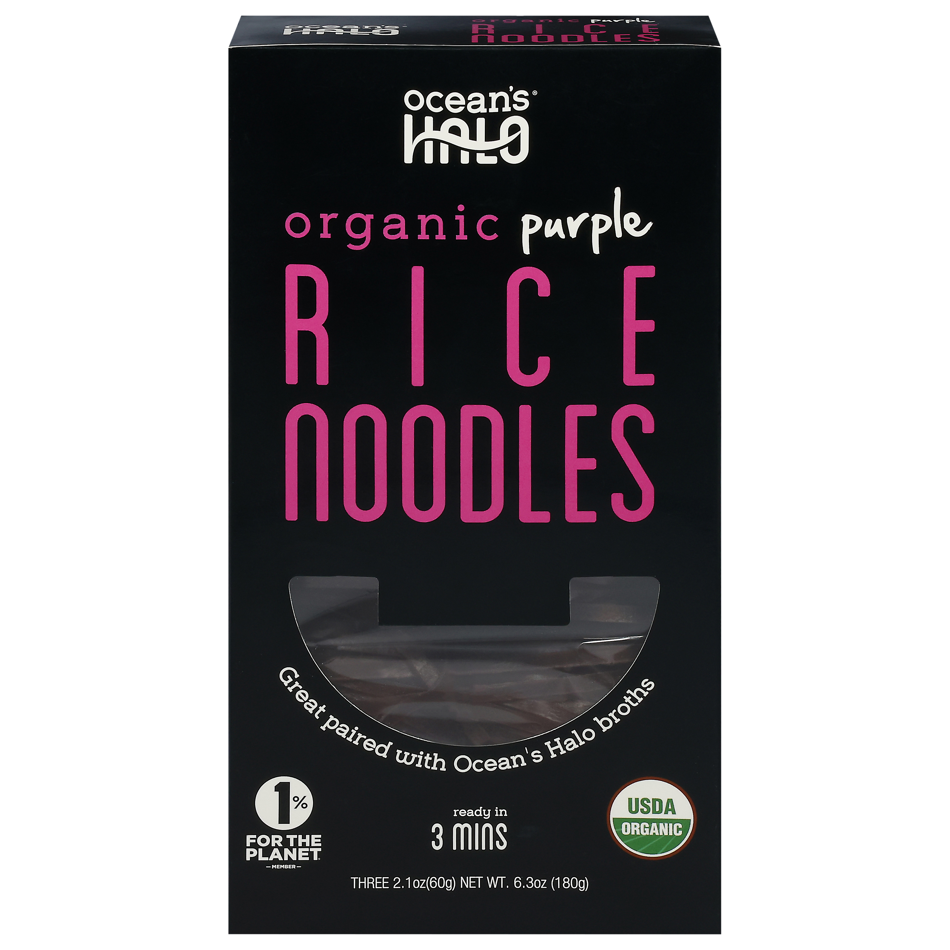 Ocean's Halo Organic Purple Rice Noodles 3 - 2.1 oz Packs