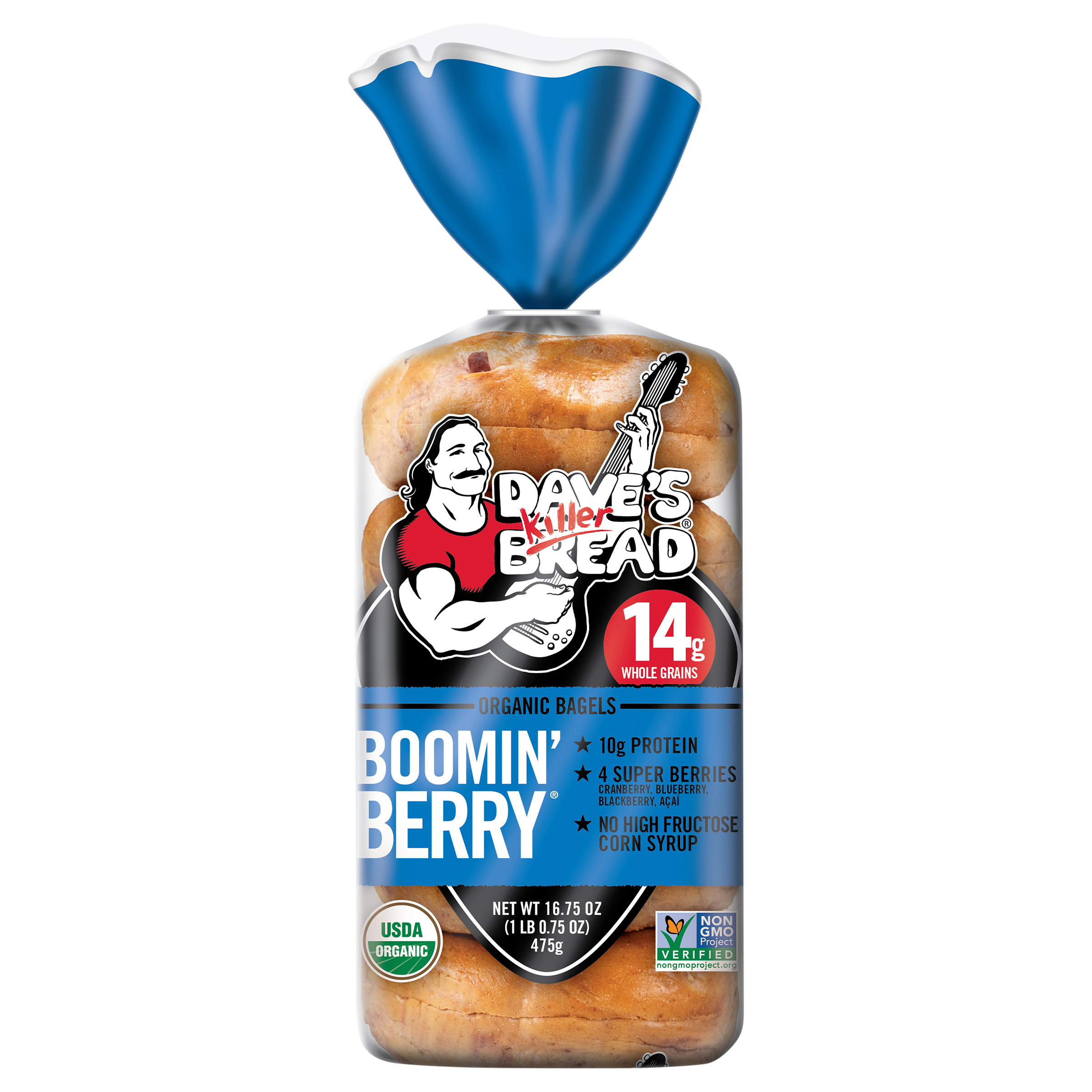 Dave’s Killer Bread® Boomin’ Berry® Bagels, Cranberry, Blueberry, Blackberry and Acai Bagels,