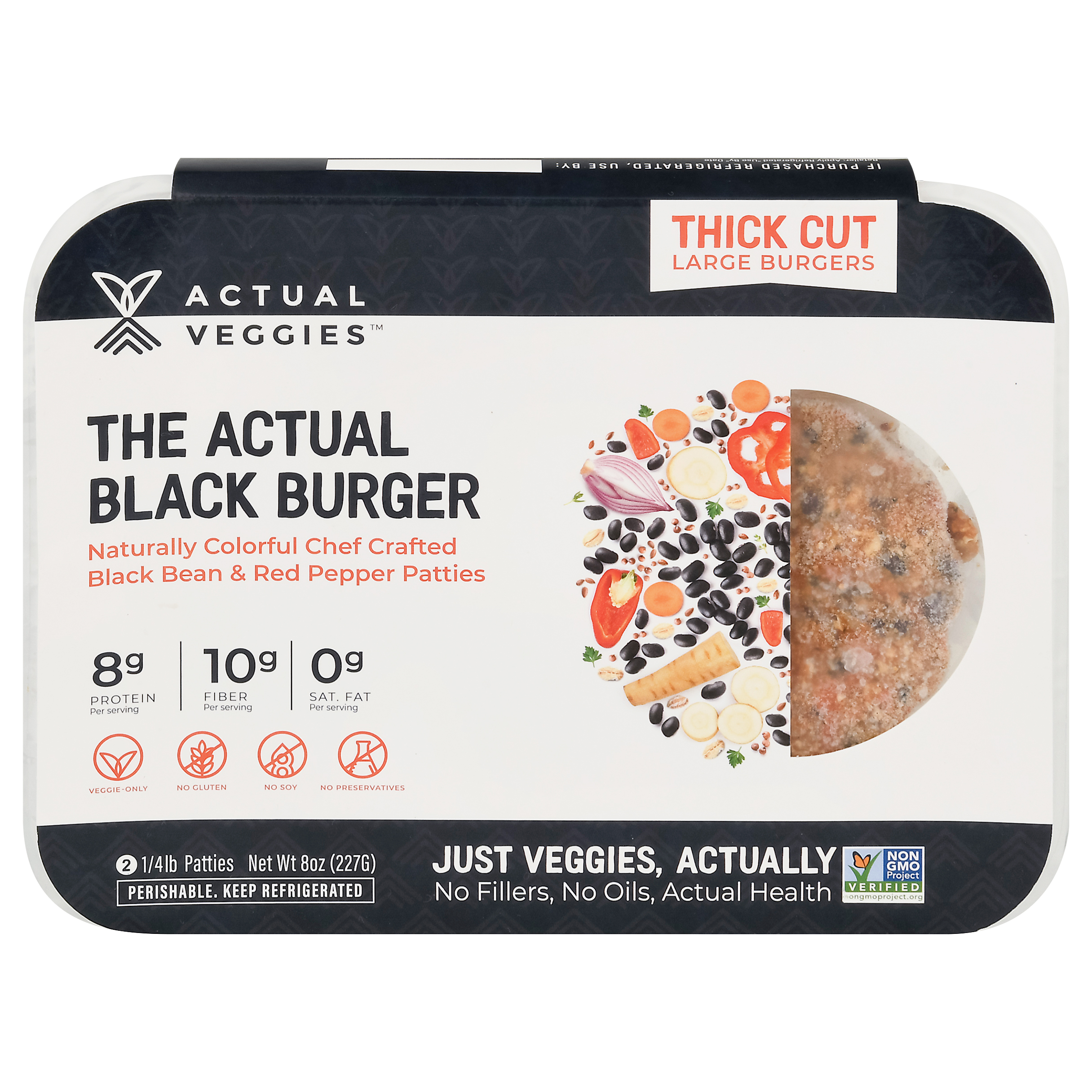 Actual Veggies The Actual Black Burger Patties Large 2 - 0.25 lb Patties
