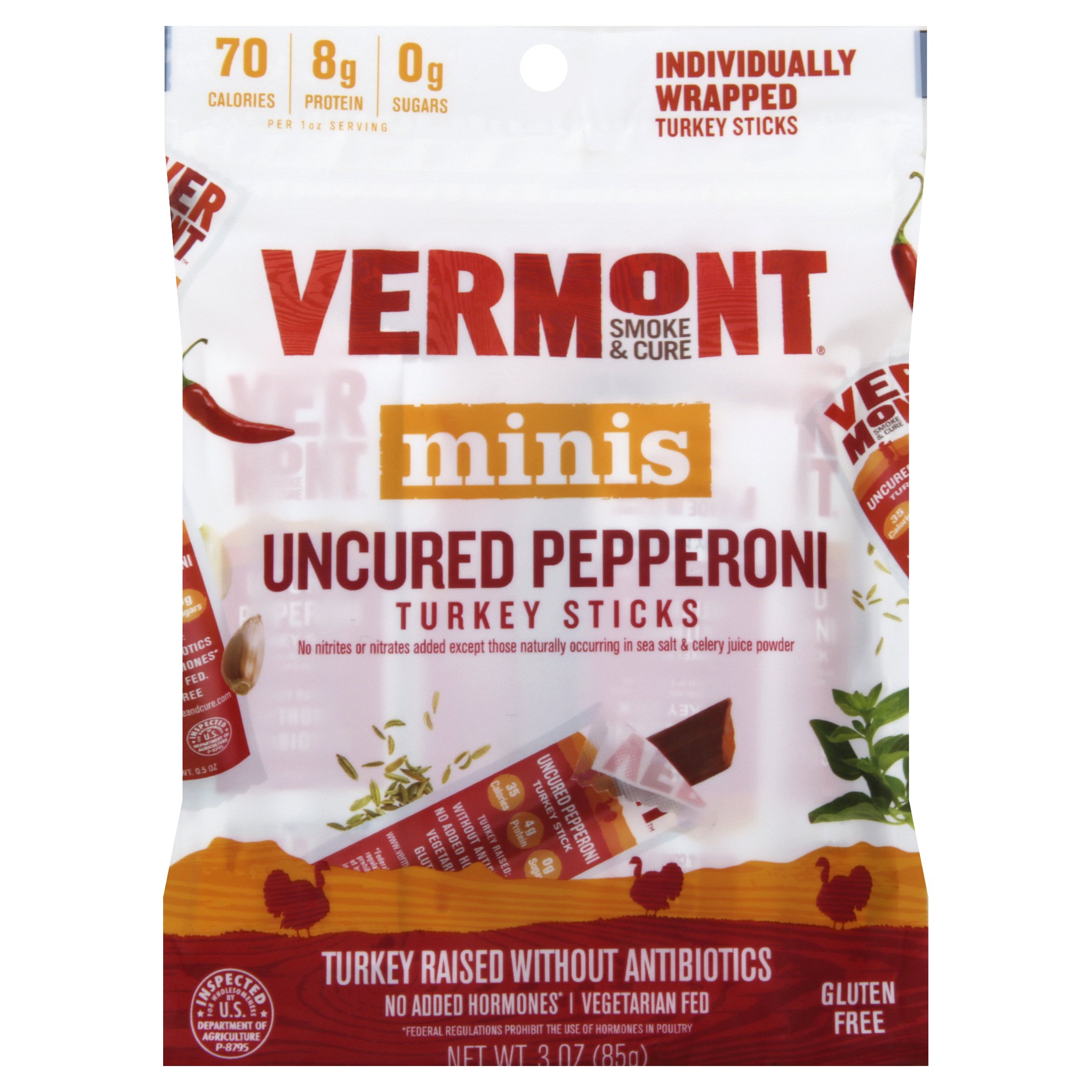Vermont Smoke & Cure Uncured Pepperoni Turkey Sticks