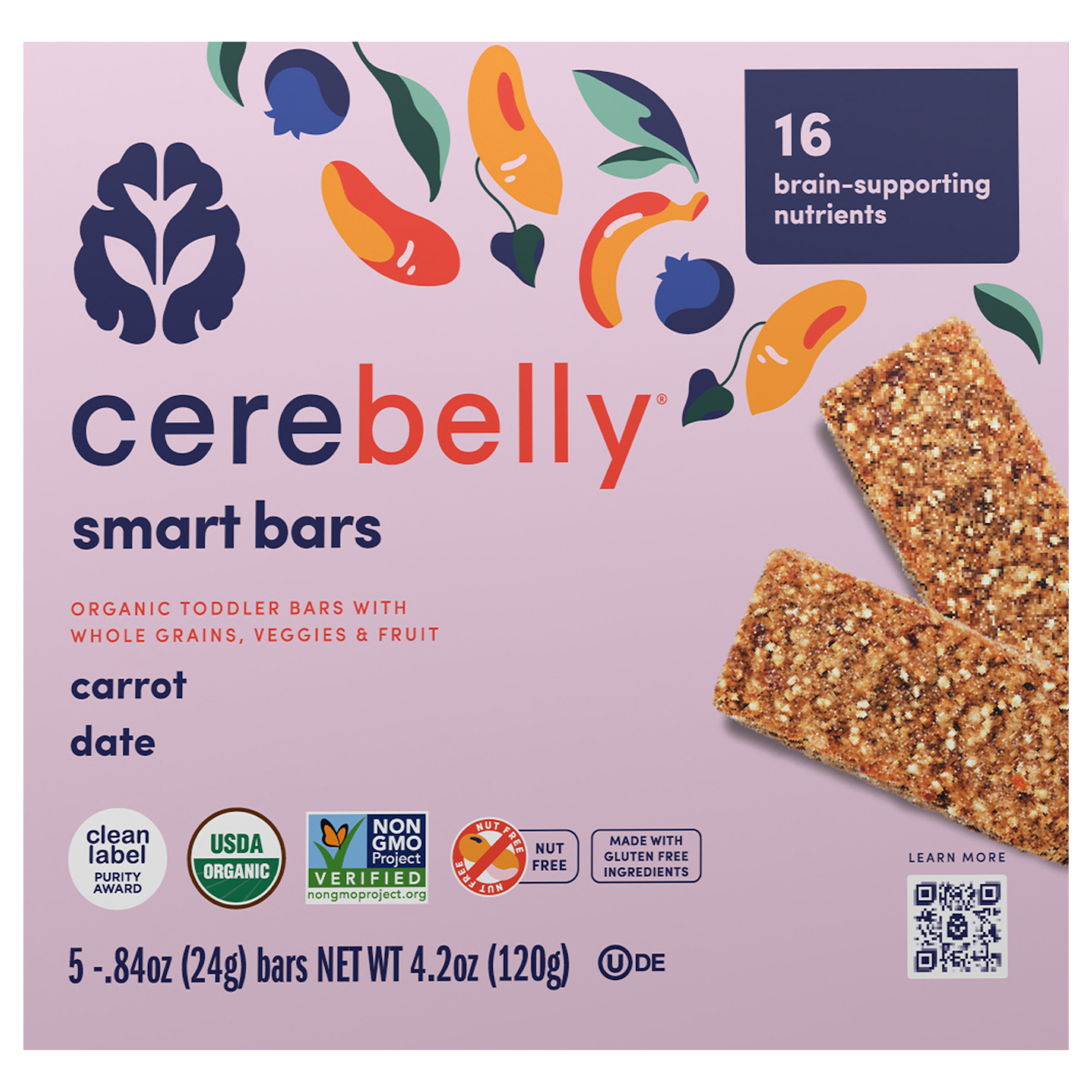 Cerebelly Organic Toddler Carrot Date Smart Snack Bars