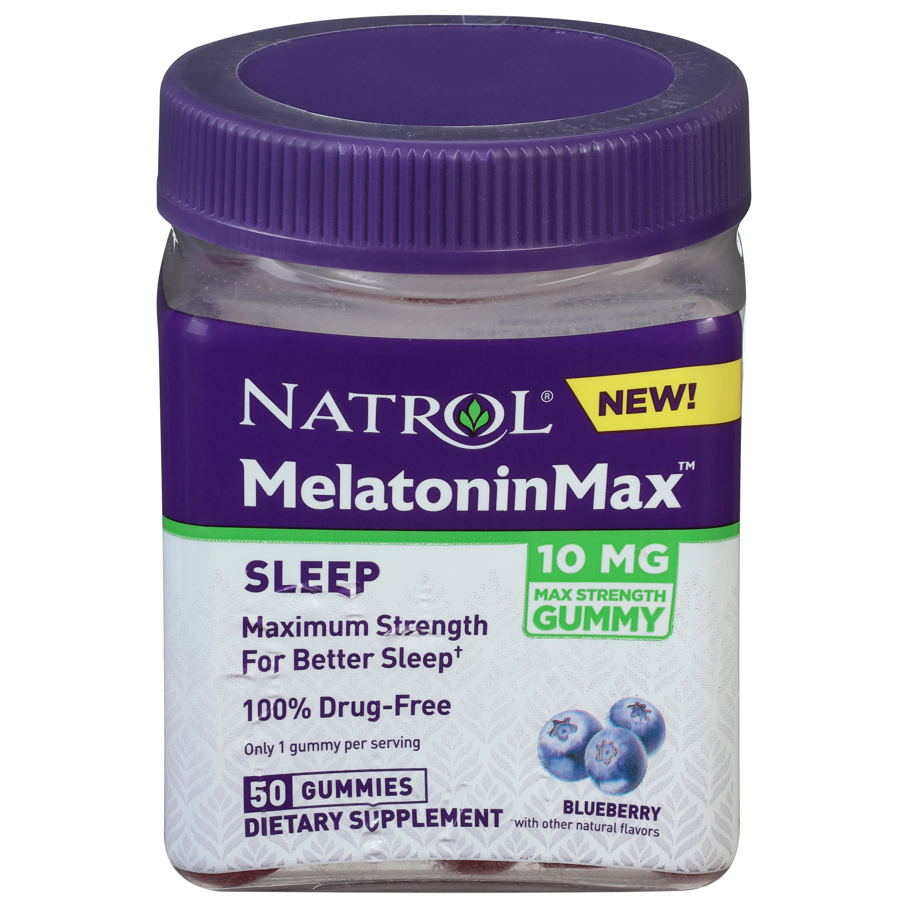 Natrol MelatoninMax 10 mg Max Strength Blueberry Sleep 50 Gummies
