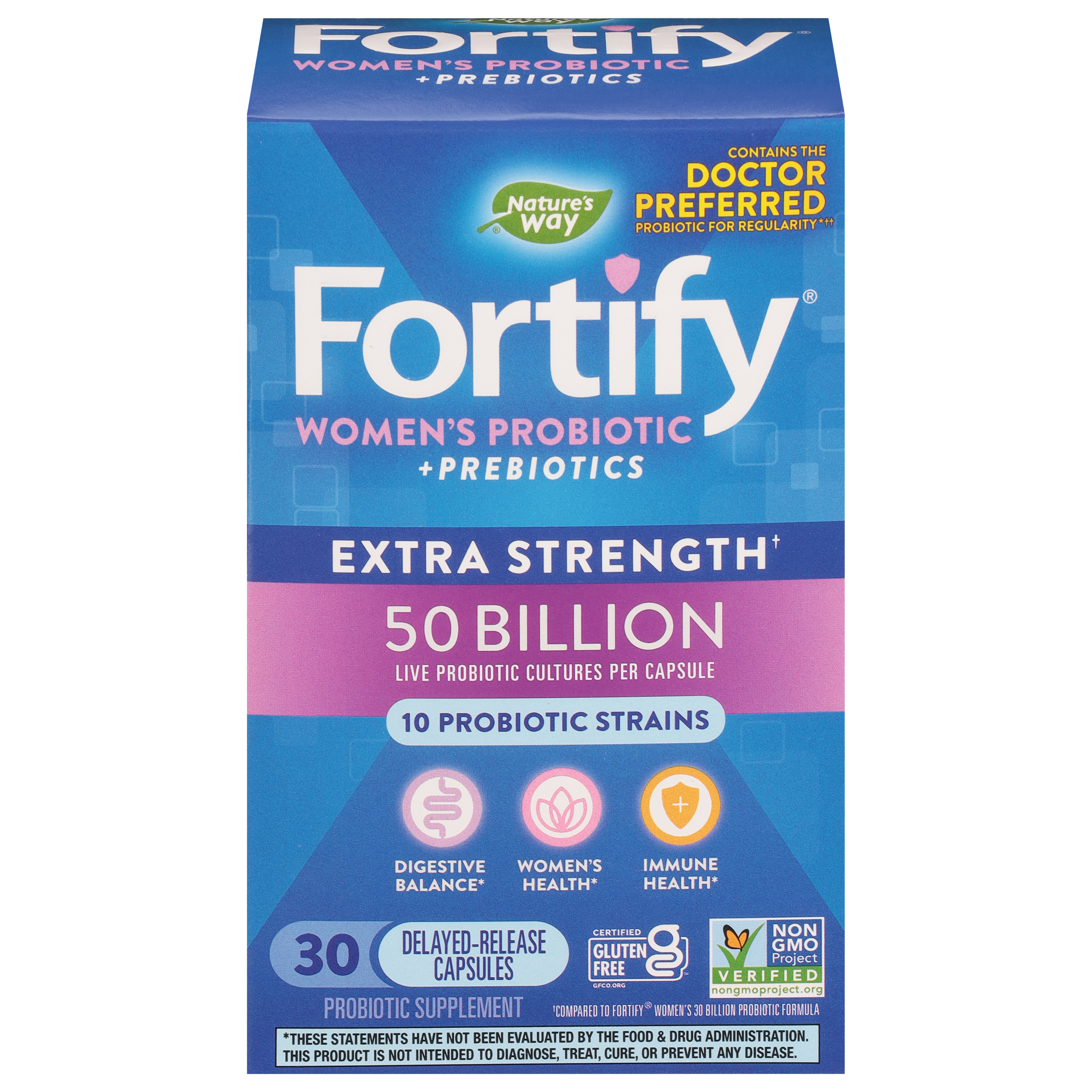 Nature's Way Fortify Extra Strength Women's Probiotic + Prebiotics 30 Delayed-Release Capsules