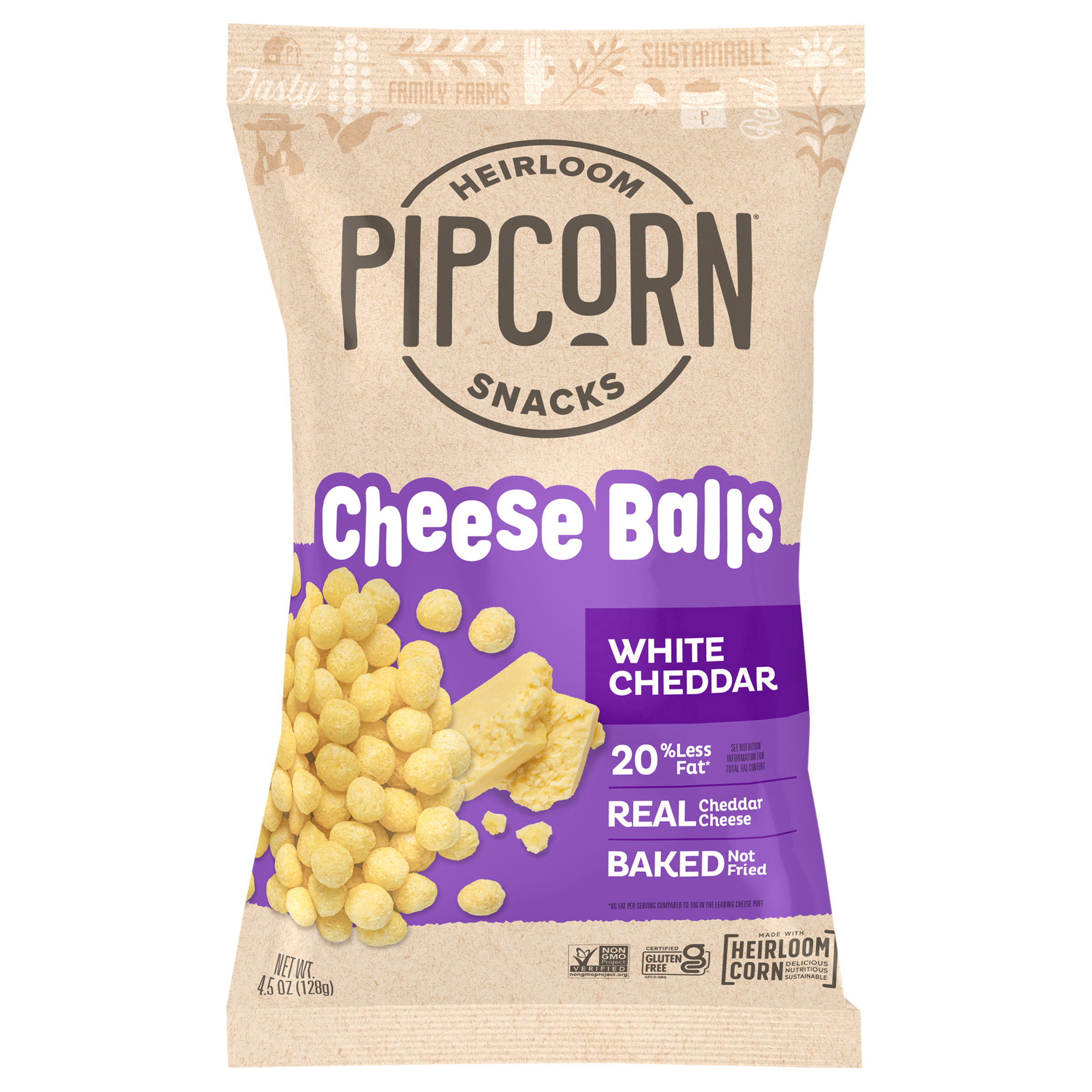Pipcorn Heirloom White Cheddar Cheese Balls