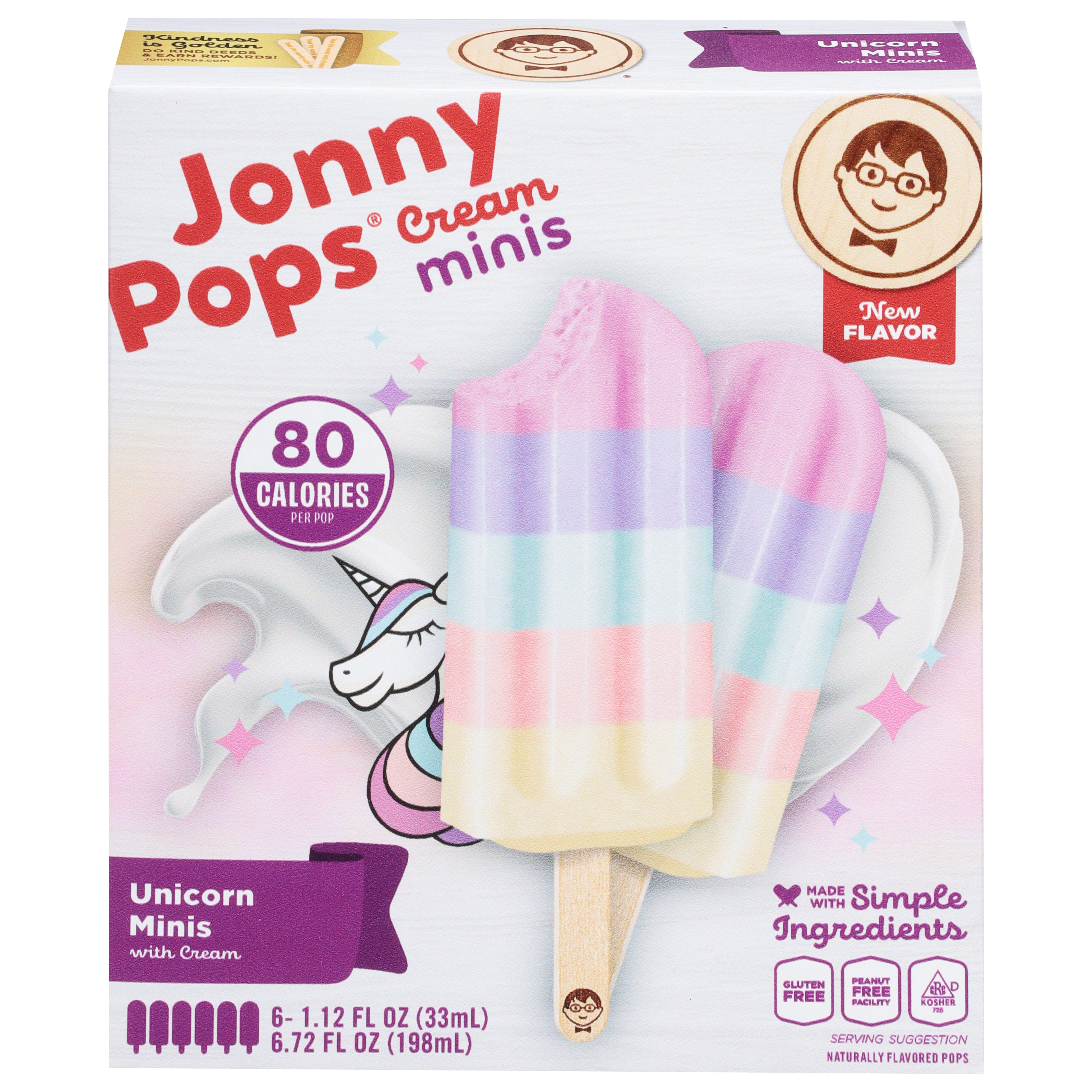 JonnyPops Minis with Cream Unicorn Ice Pops 6 - 1.12 fl oz Pops