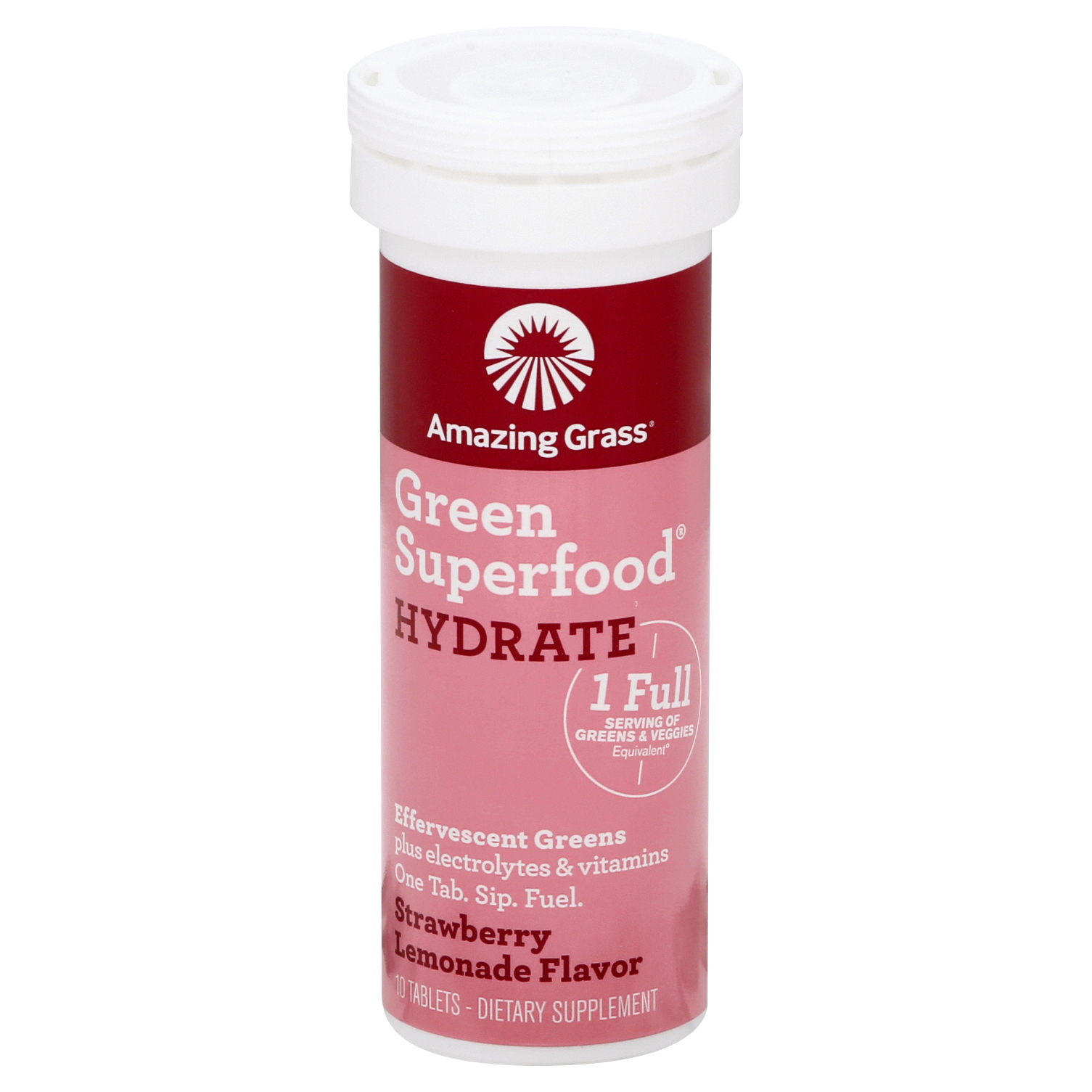 Amazing Grass Hydrate Tablets Strawberry Lemonade Flavor Green Superfood