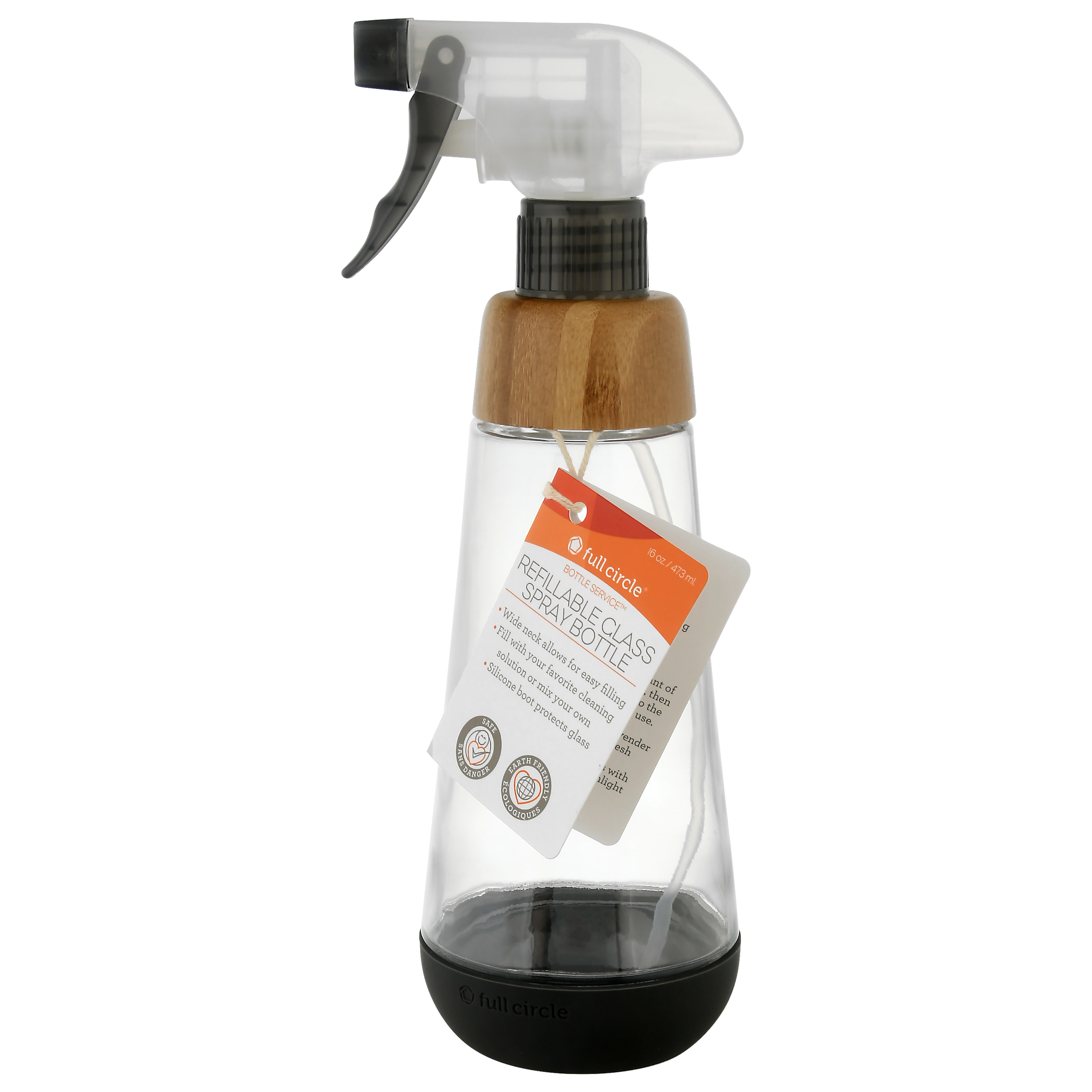 Full Circle Bottle Service 16 Ounce Glass Refillable Spray Bottle