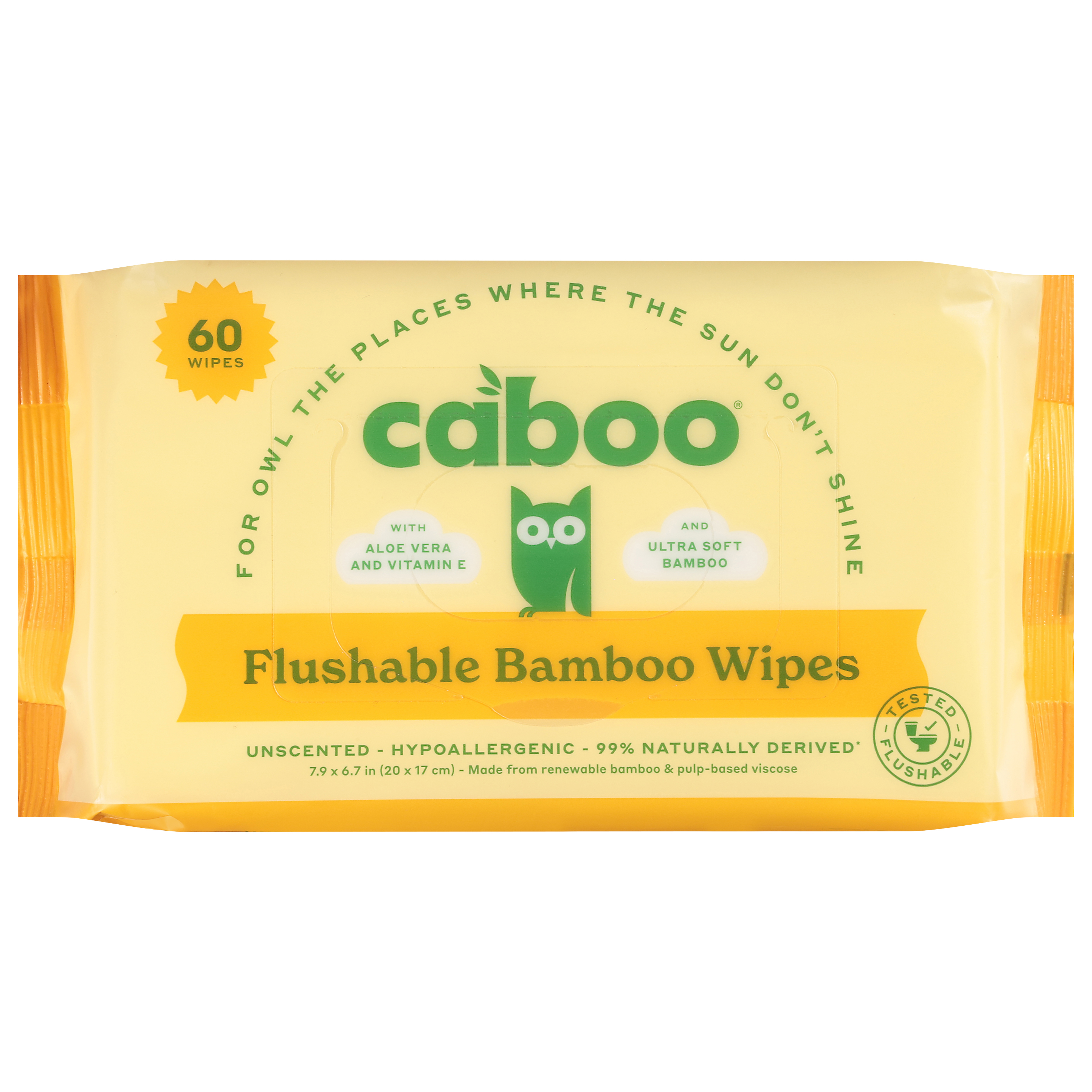 Caboo Flushable Hypoallergic Unscented Bamboo Wipes