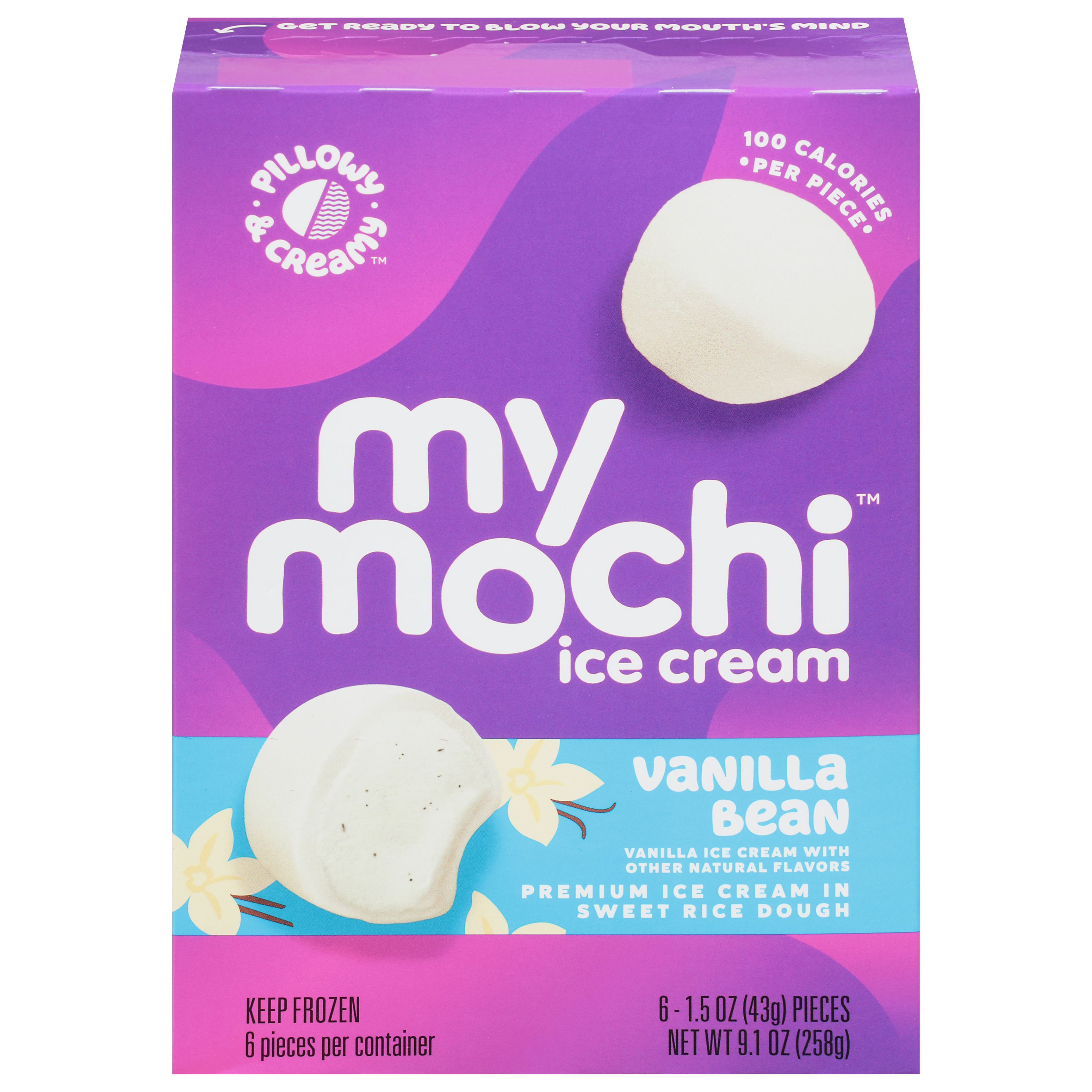My/Mochi Vanilla Bean Ice Cream 6 - 1.5 oz Pieces