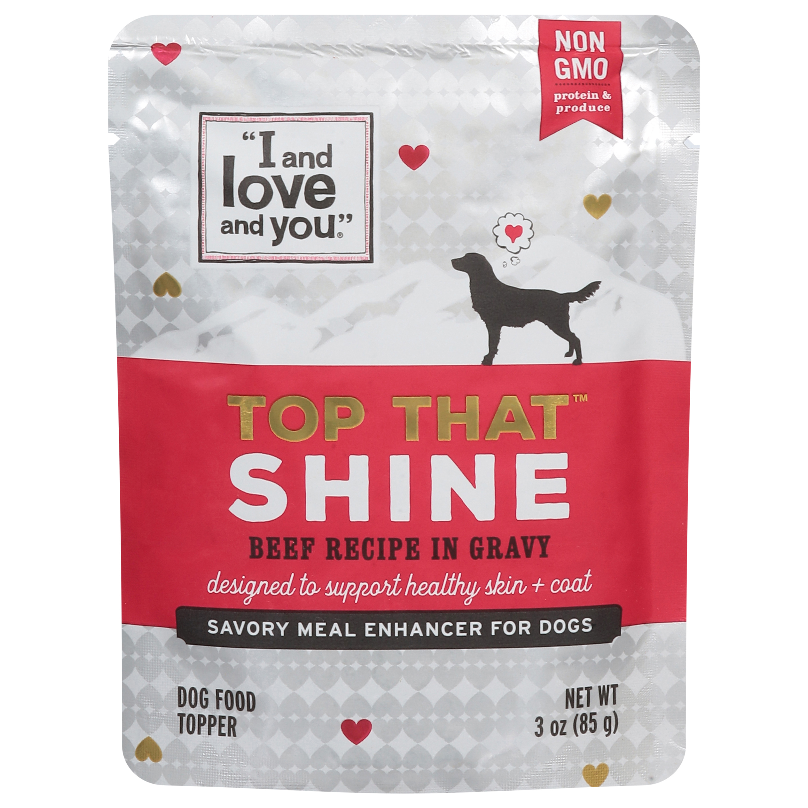 I and Love and You Top That Shine Beef Recipe in Gravy Dog Food Topper