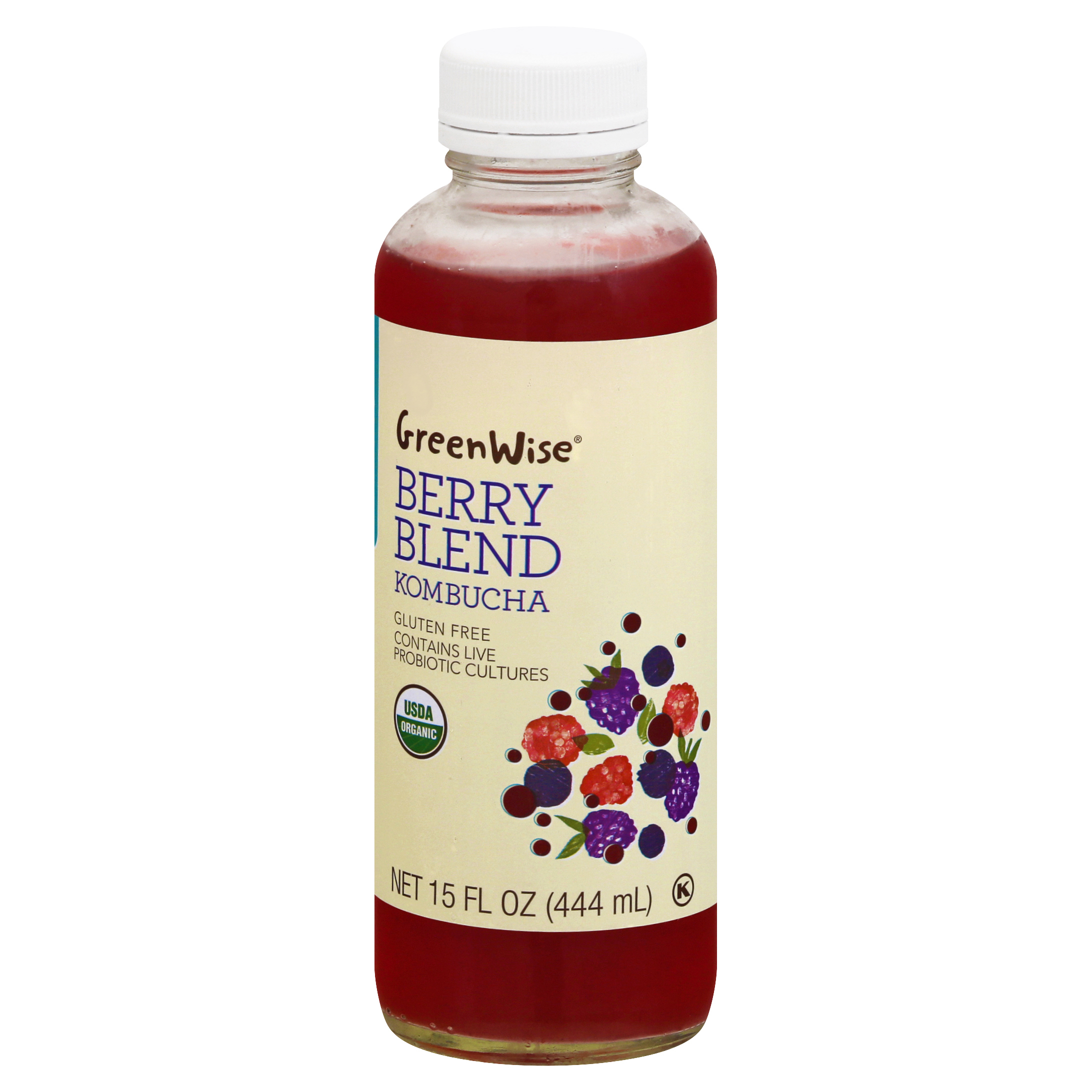 GreenWise Organic Berry Blend Kombucha 15 oz BOTTLE